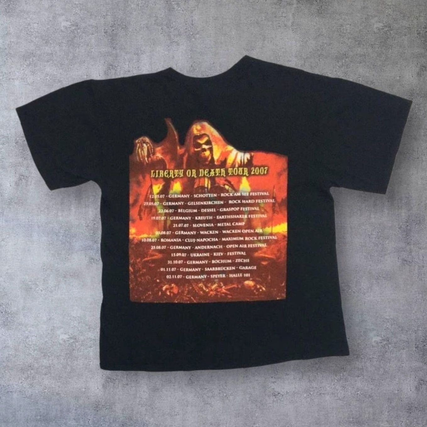 Vintage Grave Digger “Liberty Or Death Tour 2007” Power Heavy Metal Band Black T-Shirt M Mens Graphic Print Front Back Size US M / EU 48-50 / 2 - 2 Thumbnail