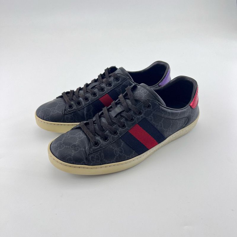 Gucci Gucci Black Ace GG Supreme Fashion Sneakers Size US 8 / EU 41 - 1 Thumbnail
