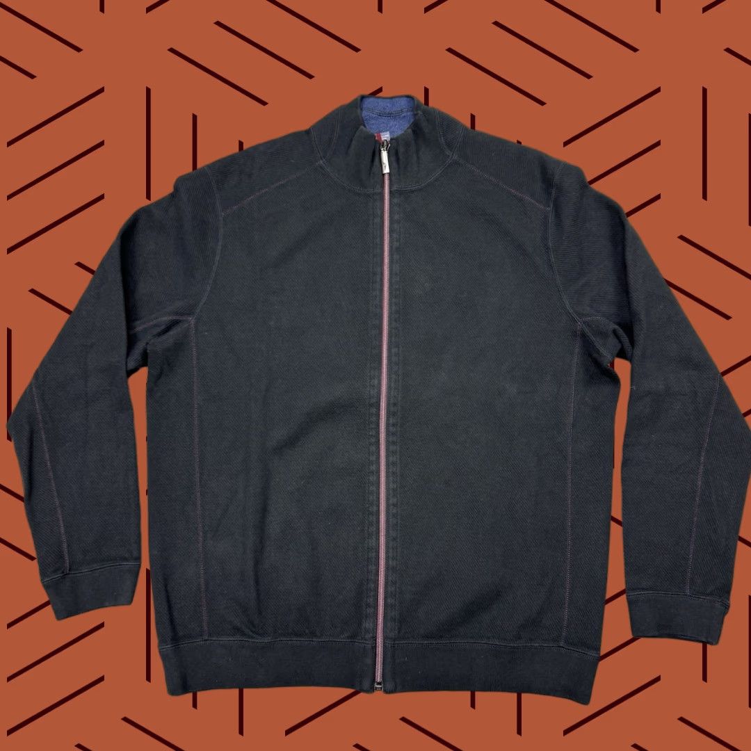 Tommy Bahama TOMMY BAHAMA Full Zip Reversible Sweatshirt Cotton Mens M Blue/Black Size US M / EU 48-50 / 2 - 1 Thumbnail