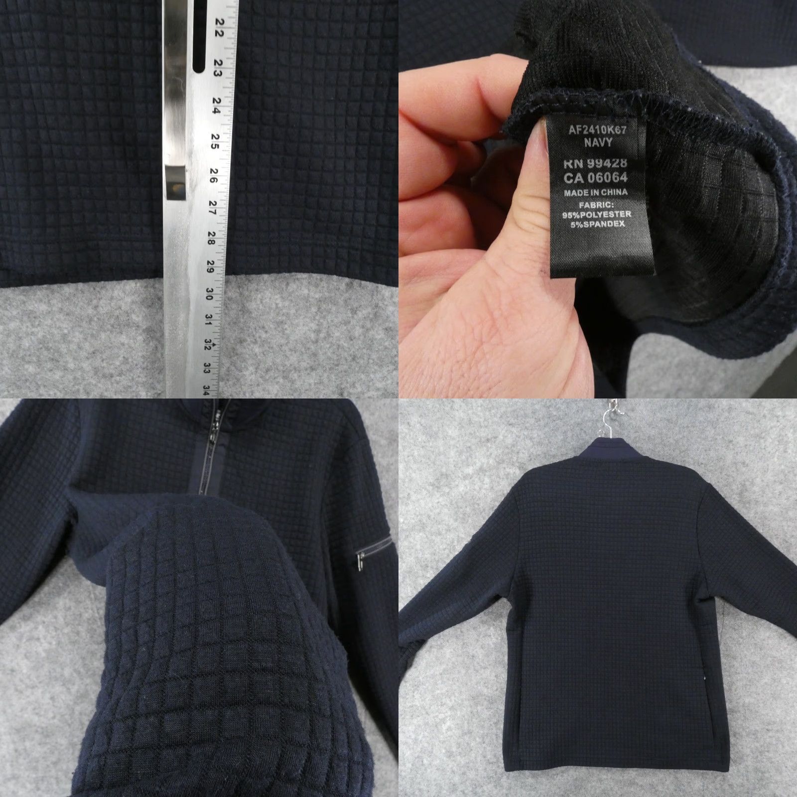BUGATCHI BUGATCHI Mens Large Stretch Long Sleeve Navy 1/4 Zip Waffle Fleece Pullover Sweater Size US L / EU 52-54 / 3 - 9 Thumbnail