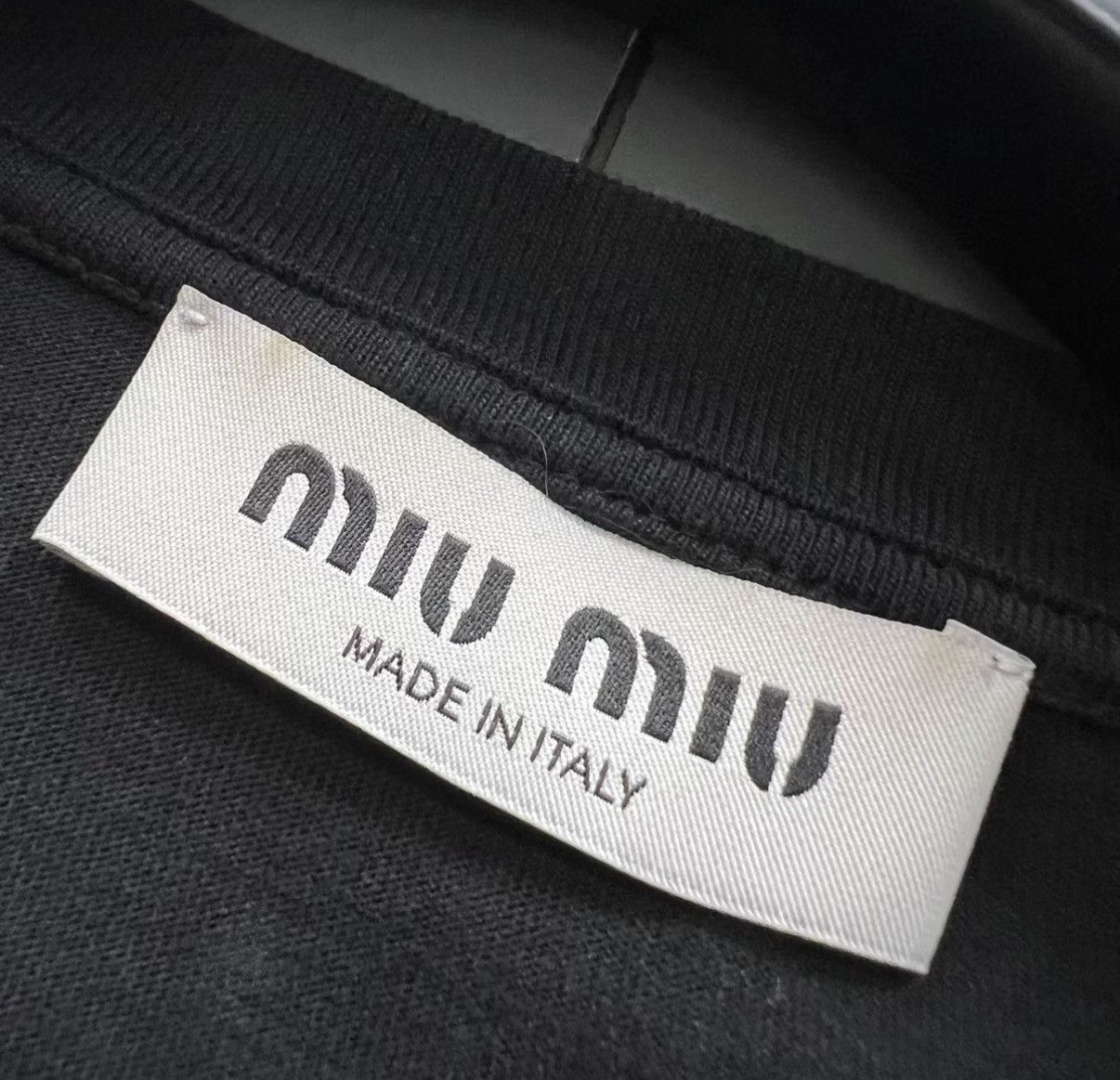 Miu Miu Miu Miu Black Letter Logo Print Cropped Long Sleeve Top J41 Size S / US 4 / IT 40 - 3 Thumbnail