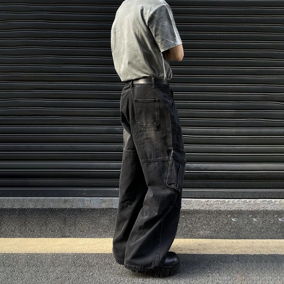 Japanese Brand × Vintage Cargo Jeans Men Baggy Multi-pocket Wide Streetwear Size US 29 - 5 Thumbnail