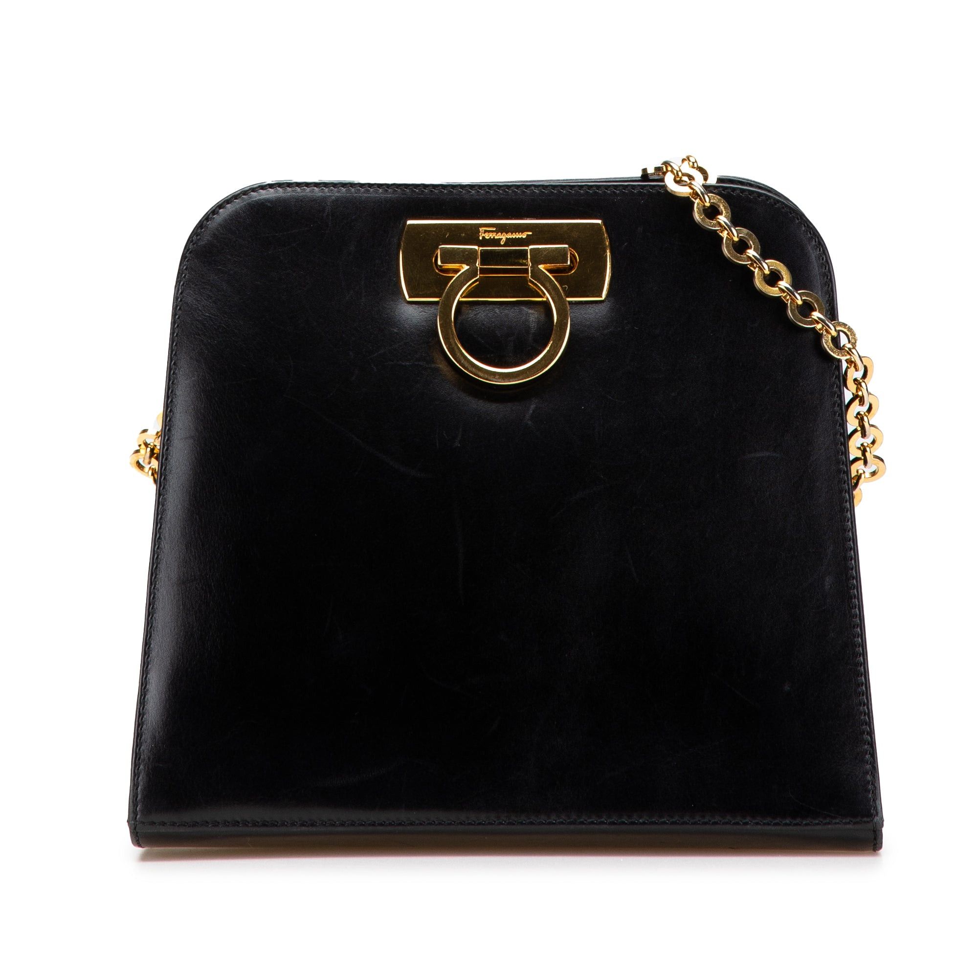 Salvatore Ferragamo Ferragamo Leather Gancini Chain Crossbody Black Size ONE SIZE - 1 Thumbnail