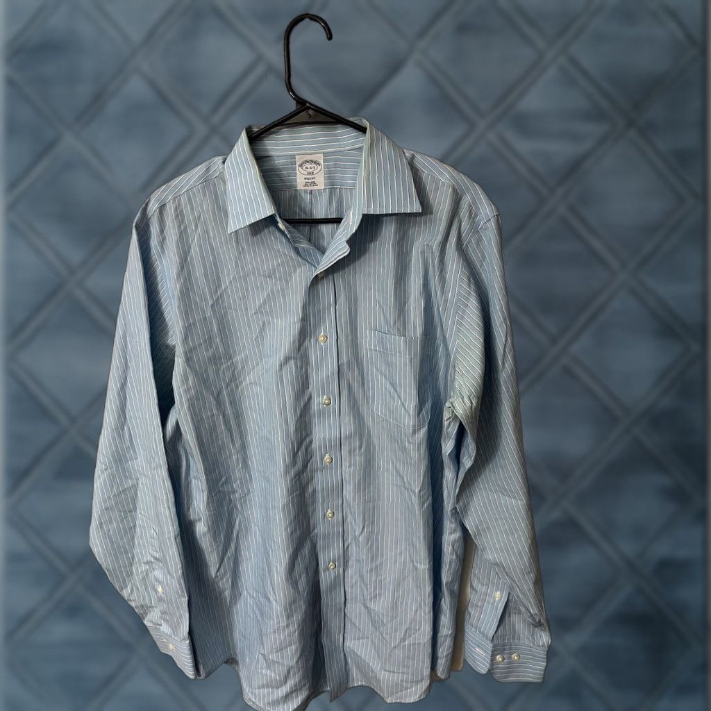 Brooks Brothers VINTAGE Brooks Brothers Regent Dress Shirt Mens Blue Striped Long Sleeve 16 Button-Down Collared Size US L / EU 52-54 / 3 - 1 Thumbnail