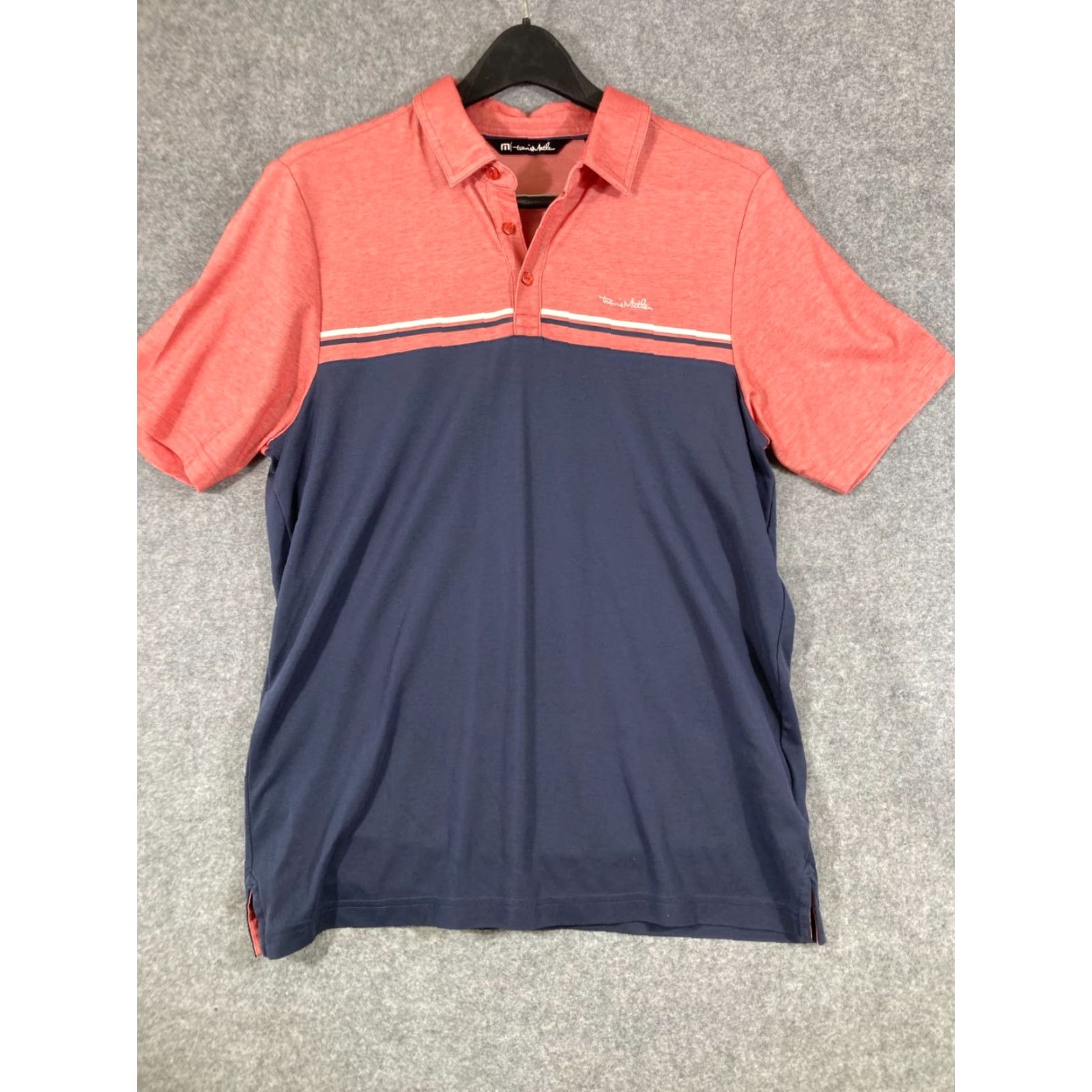 TravisMathew Travis Mathew Polo Shirt Mens M Pink Blue Short Sleeve Logo Performance Golf Outdoor Preppy Sports Shirt Mens M Size US M / EU 48-50 / 2 - 3 Thumbnail
