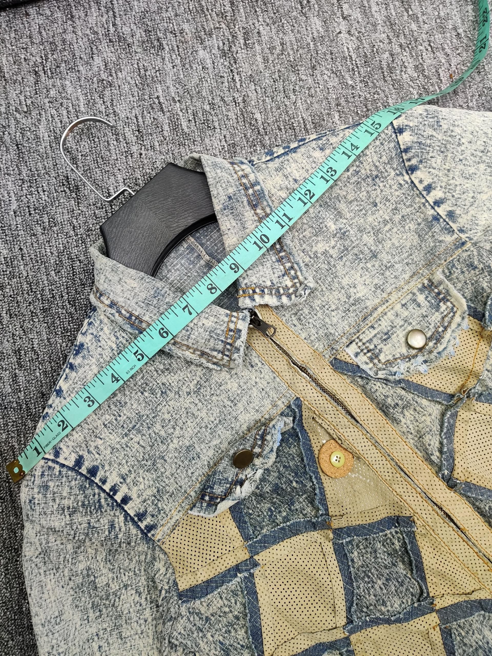 Vintage Vintage Acid Wash Checkerboard Patchwork Denim Jacket Size US S / EU 44-46 / 1 - 12 Thumbnail