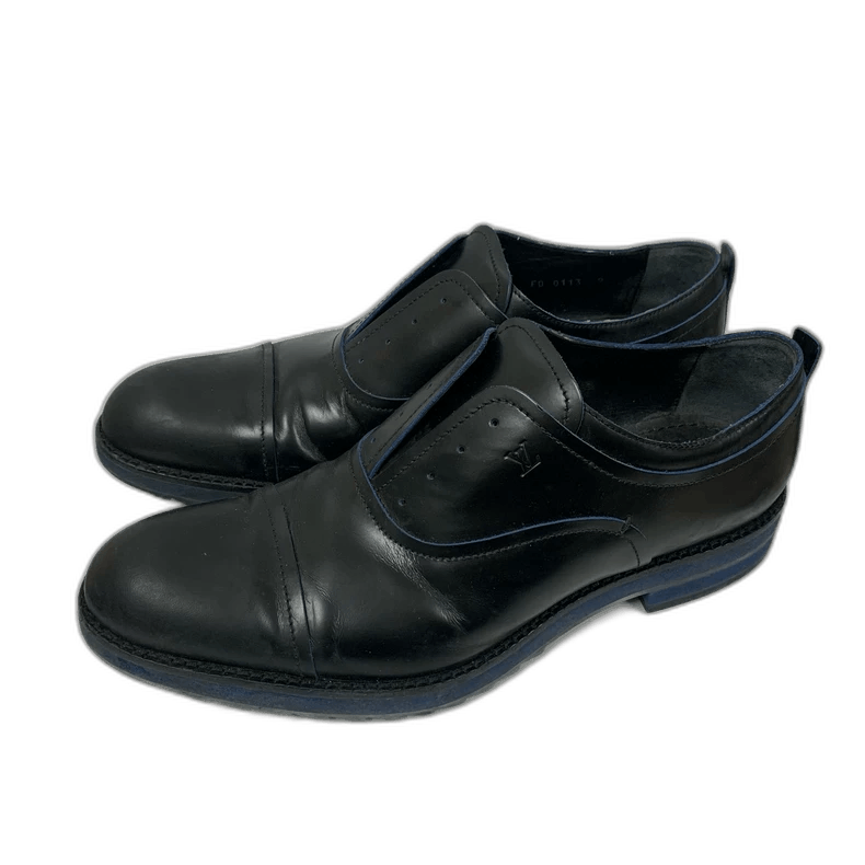 Louis Vuitton Classic Black LV Loafers with Blue Detailing Size US 9 / IT 39 - 1 Thumbnail