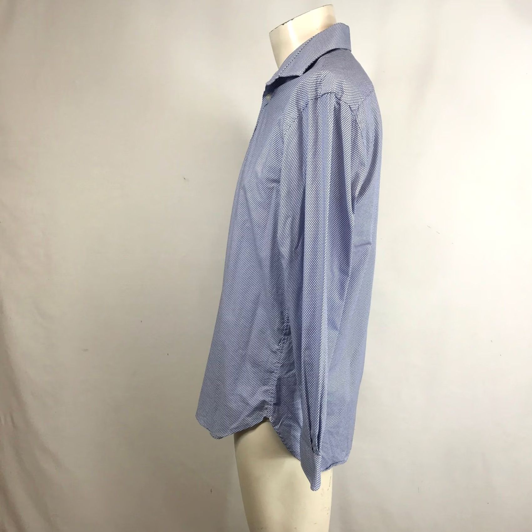 Michael Kors Michael Kors Mens L Blue Slim Fit Stretch Micro Dot Dress Shirt Size 42R - 6 Thumbnail