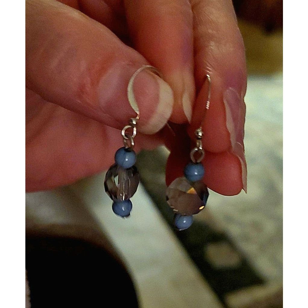 Handmade Earrings crystal and glass beaded Size ONE SIZE - 1 Thumbnail