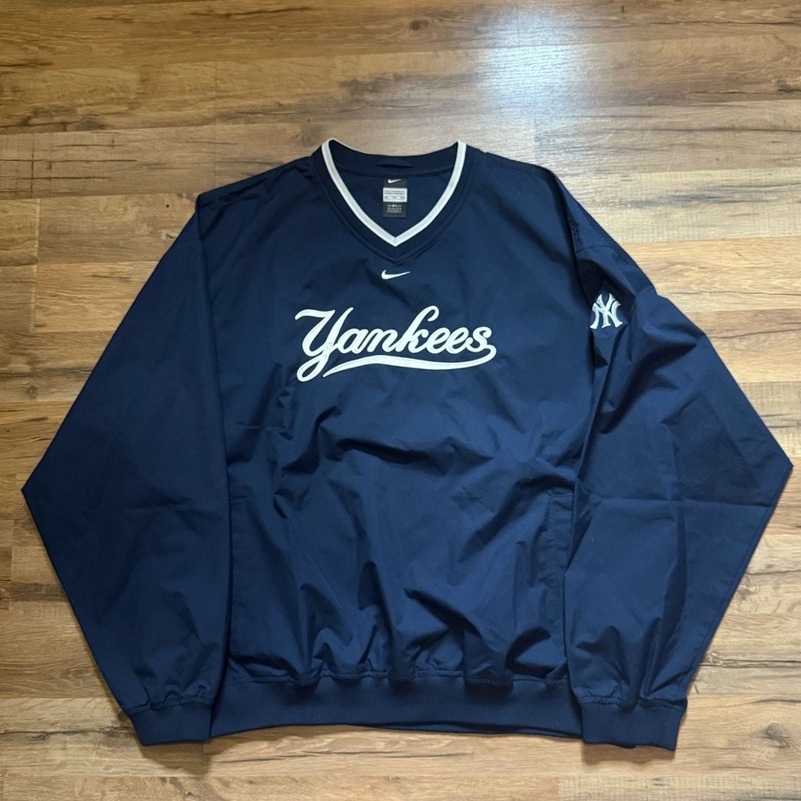 Nike Y2K Nike Team Center Swoosh Yankees Windbreaker Pullover Size US XXL / EU 58 / 5 - 1 Thumbnail