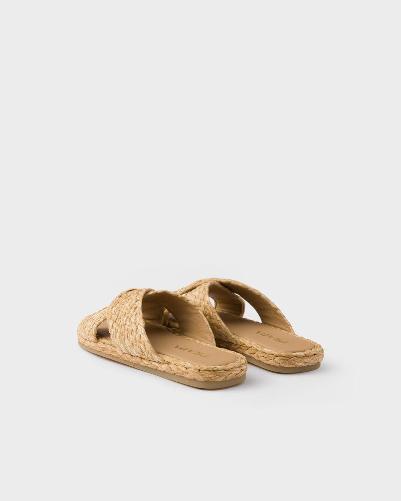 Prada o1mt1gz0526 Raffia Crisscross Slides in Beige Size US 8 / EU 41 - 4 Thumbnail
