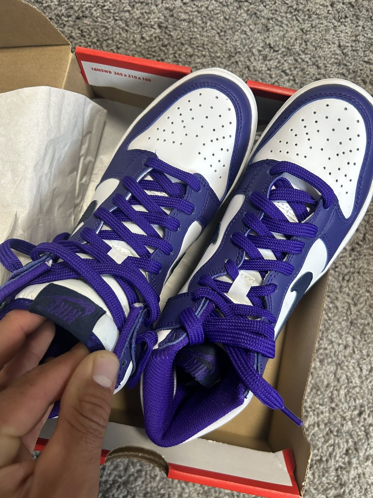 Nike Nike Dunk High Electro Purple Midnight Navy (GS) Size US 4.5 / IT 34.5 - 7 Thumbnail