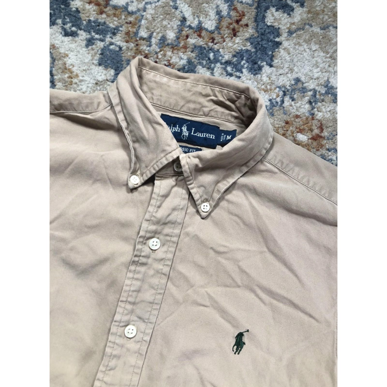 Ralph Lauren Ralph Lauren Shirt Mens Medium Beige Solid Classic Fit Button-Down Long Sleeve Size US M / EU 48-50 / 2 - 6 Thumbnail