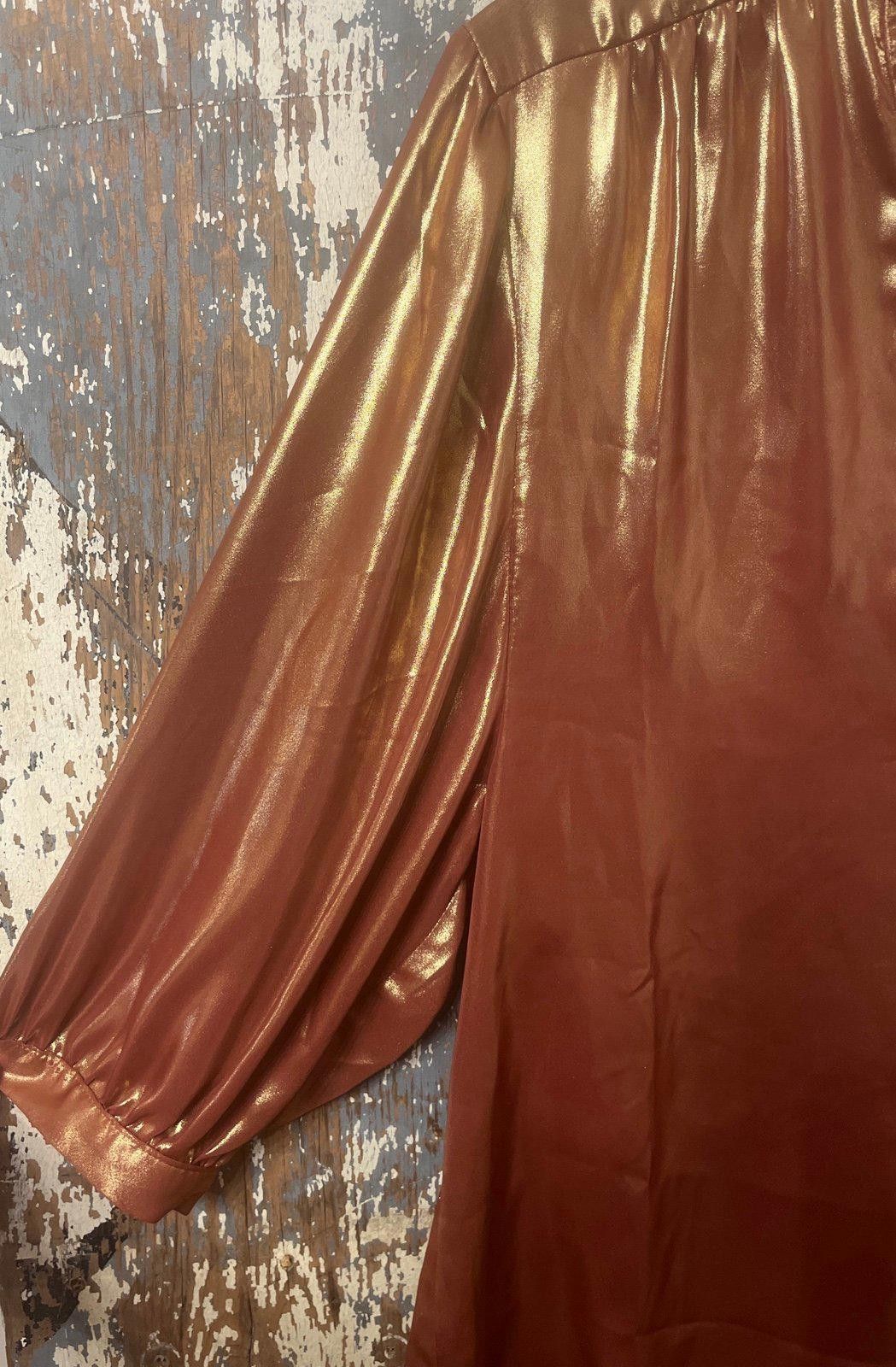 Designer by Anthropologie Metallic Foil Blouse, Bronze, size Small Size S / US 4 / IT 40 - 5 Thumbnail
