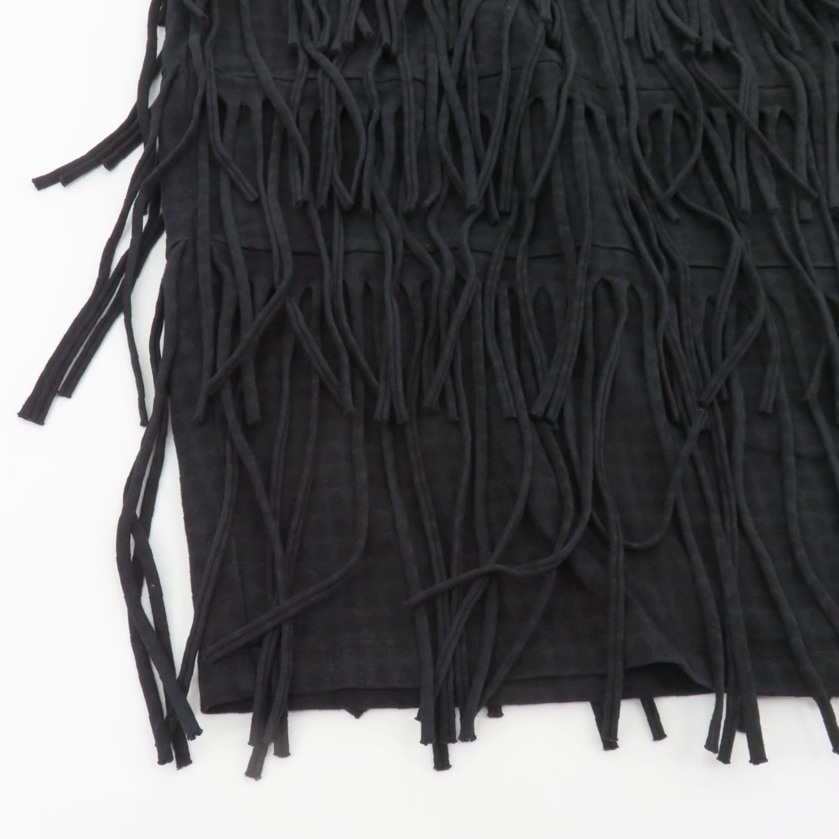 Vintage The Furies Women Extra Small XS Black Plaid Check Fringe Stretch Pencil Skirt Size 26" / US 2 / IT 38 - 3 Thumbnail
