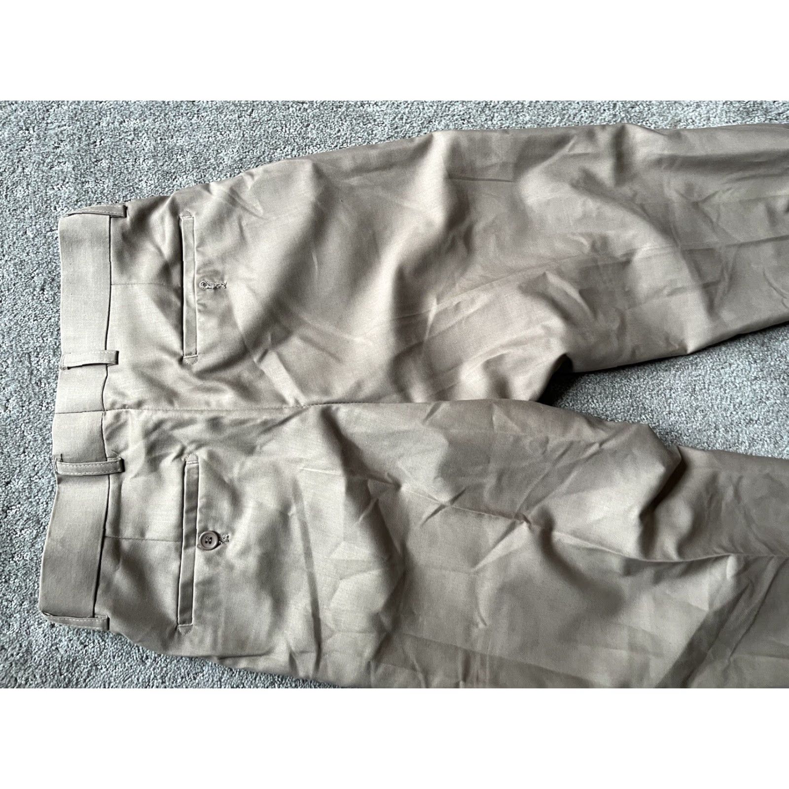 Vintage Vinci Pants Mens 28x30 Khaki Chino Dress Trousers Straight Flat Formal Polyester Size US 28 / EU 44 - 4 Thumbnail
