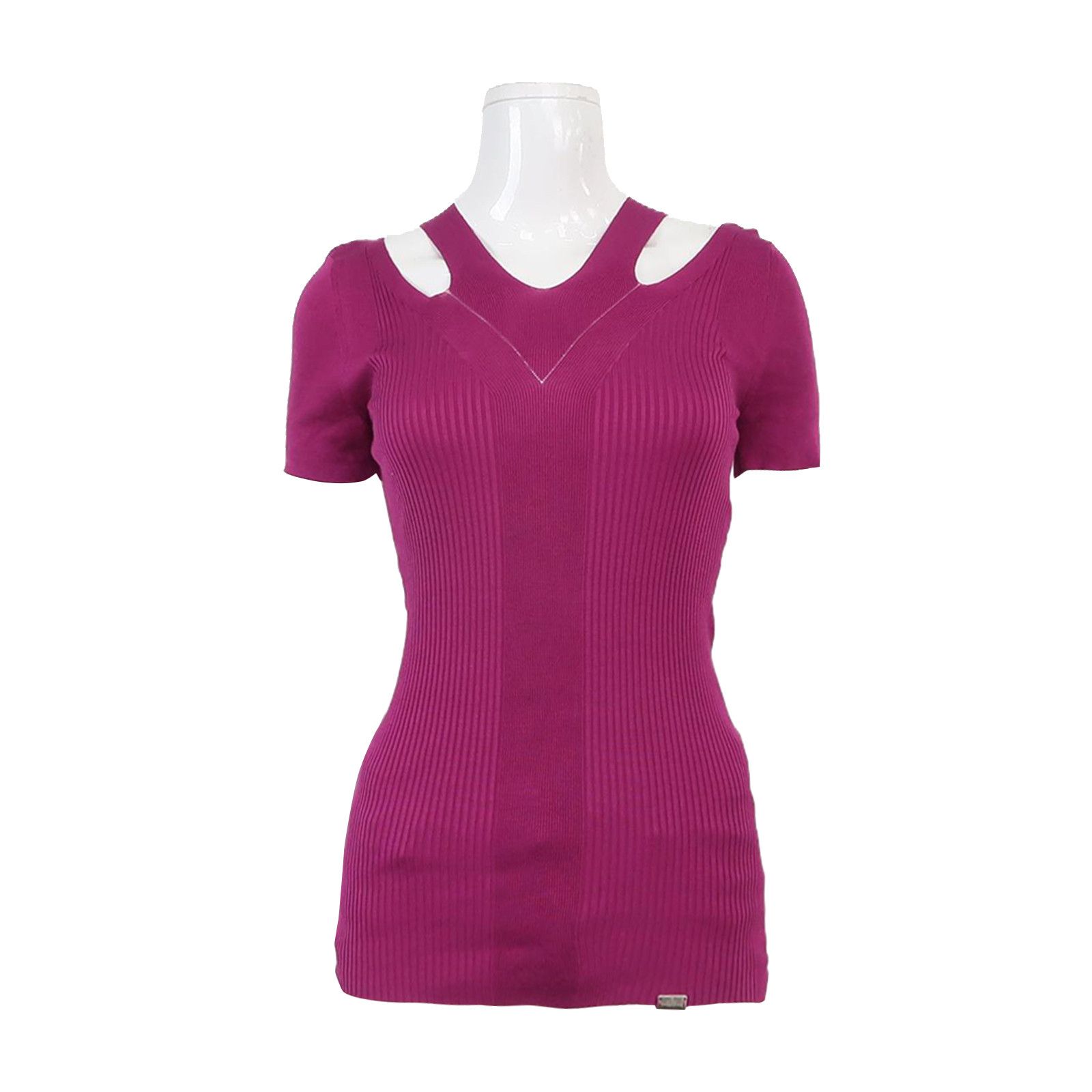 Gucci Gucci Ribbed Silk Cutout Knit Top Size S Size S / US 4 / IT 40 - 1 Thumbnail