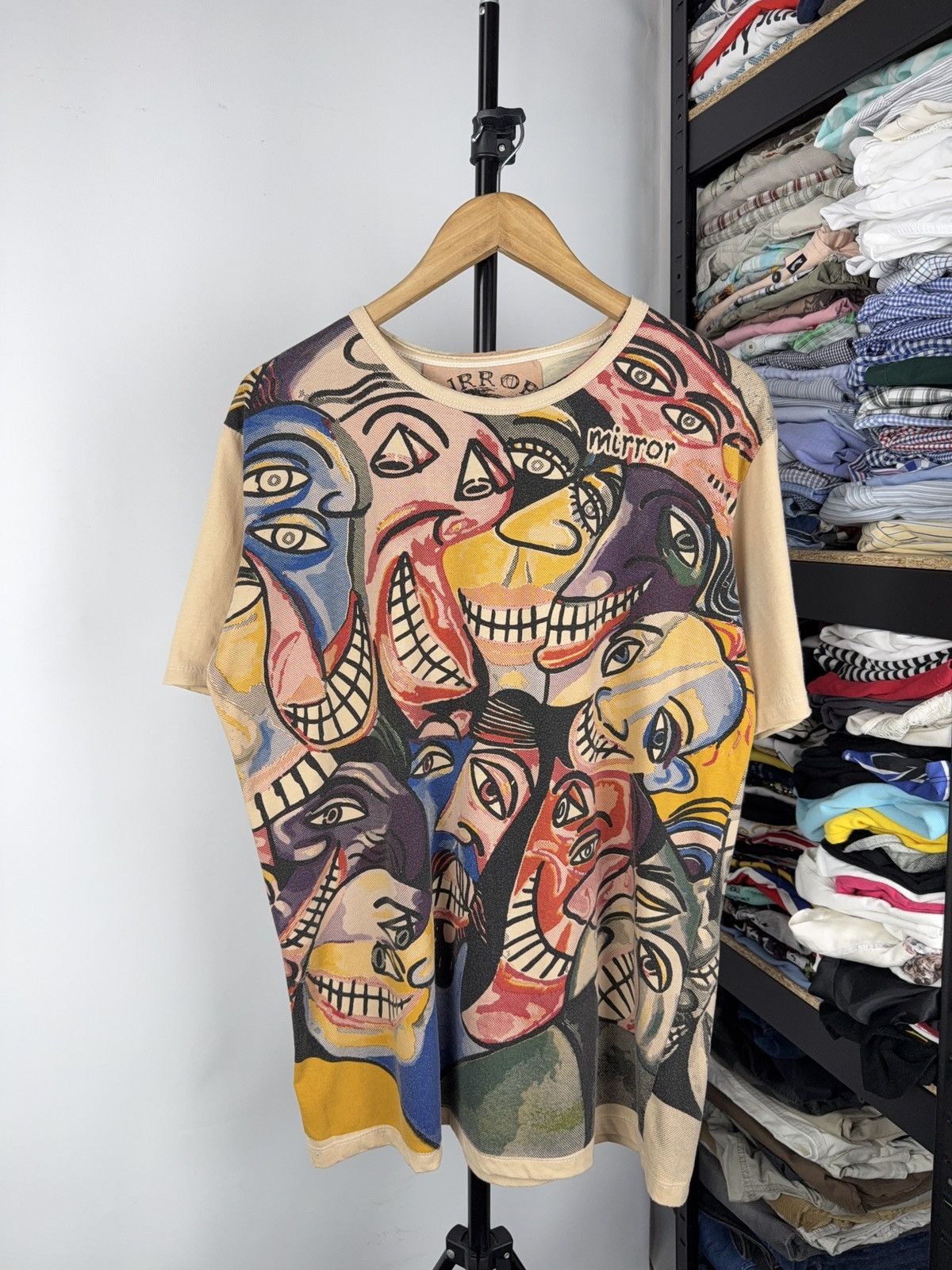 Vintage Mirror Graphic T-Shirt All Over Print Picasso-Inspired Art Size US L / EU 52-54 / 3 - 1 Thumbnail