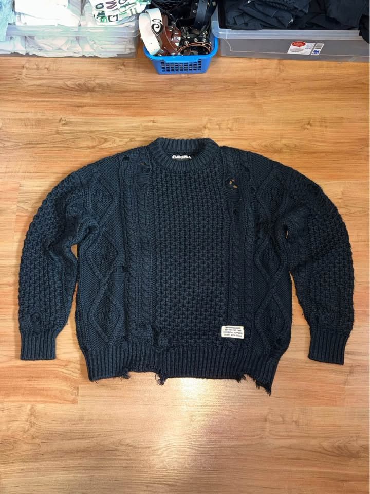 Neighborhood Distressed Wool Fisherman Knit Sweater Size US S / EU 44-46 / 1 - 1 Thumbnail