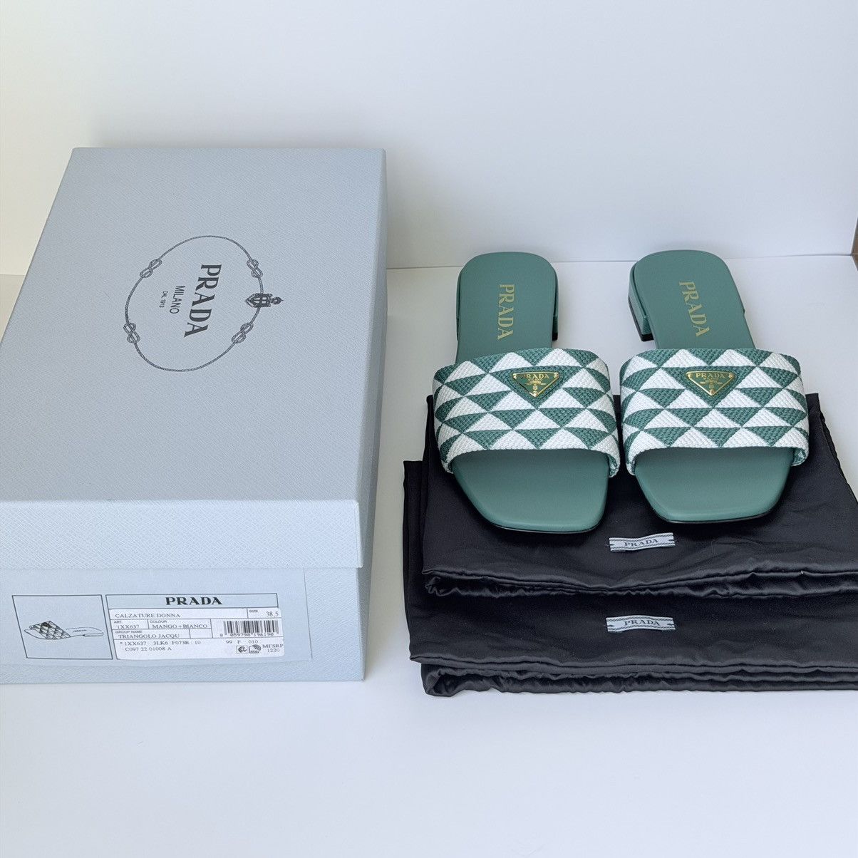 Prada Prada Jacquard Triangle Logo Sandal Size US 8.5 / IT 38.5 - 6 Thumbnail