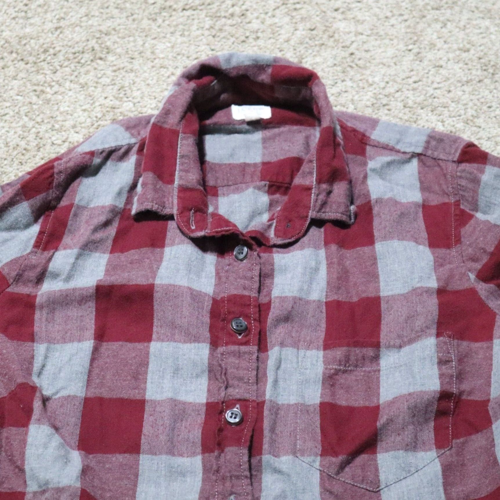 J.Crew J.Crew Button Front Shirt Plaid Red Gray Long Sleeve Pocket Cotton Women's XS Shirt Size XS / US 0-2 / IT 36-38 - 2 Thumbnail