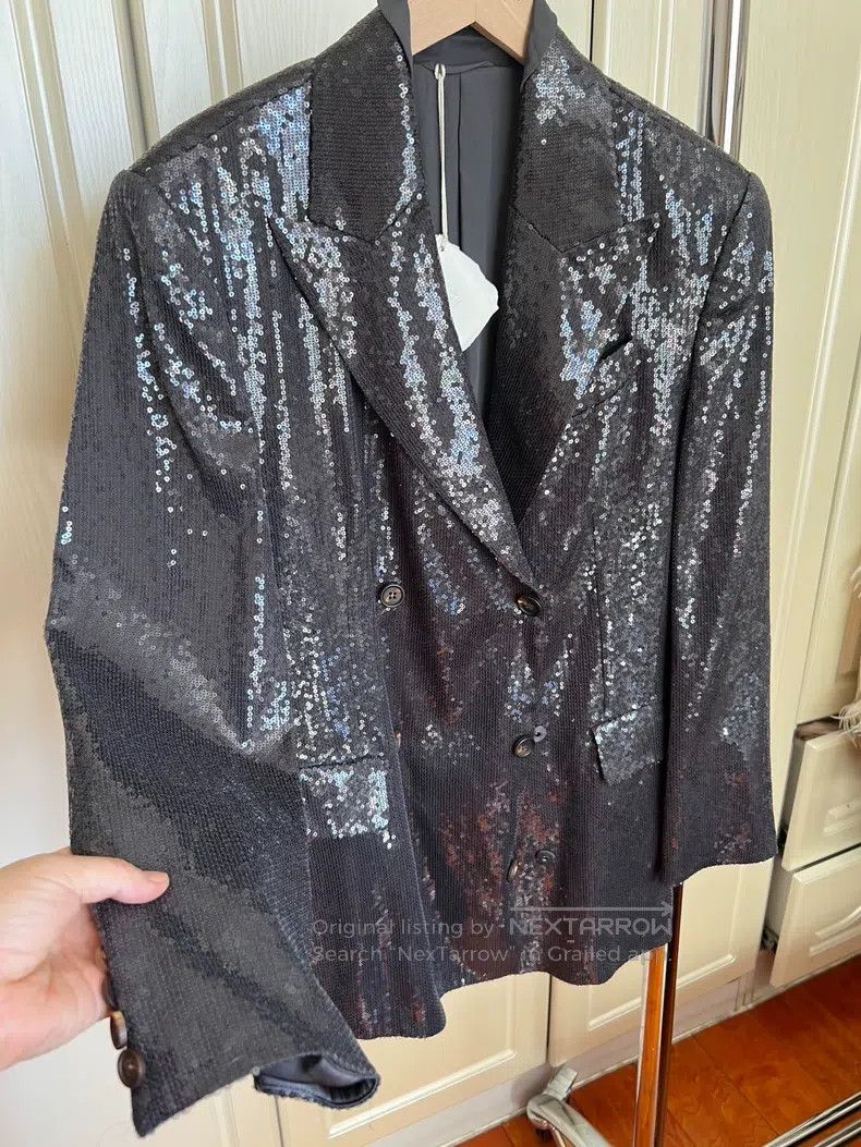 Brunello Cucinelli Brunello Cucinelli Gray Black Sequin Blazer Size XS / US 0-2 / IT 36-38 - 4 Thumbnail