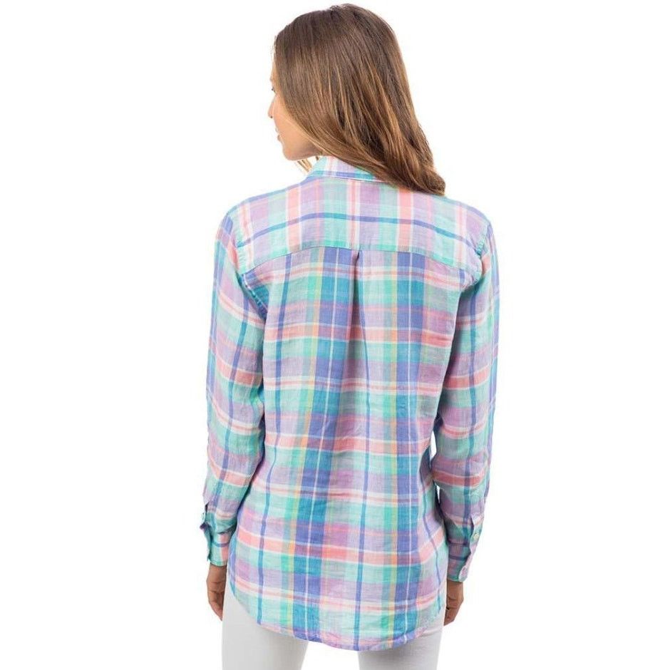 Southern Tide Southern Tide Coastal Madras Linen Hadley Popover Prism Pink Size S / US 4 / IT 40 - 2 Thumbnail