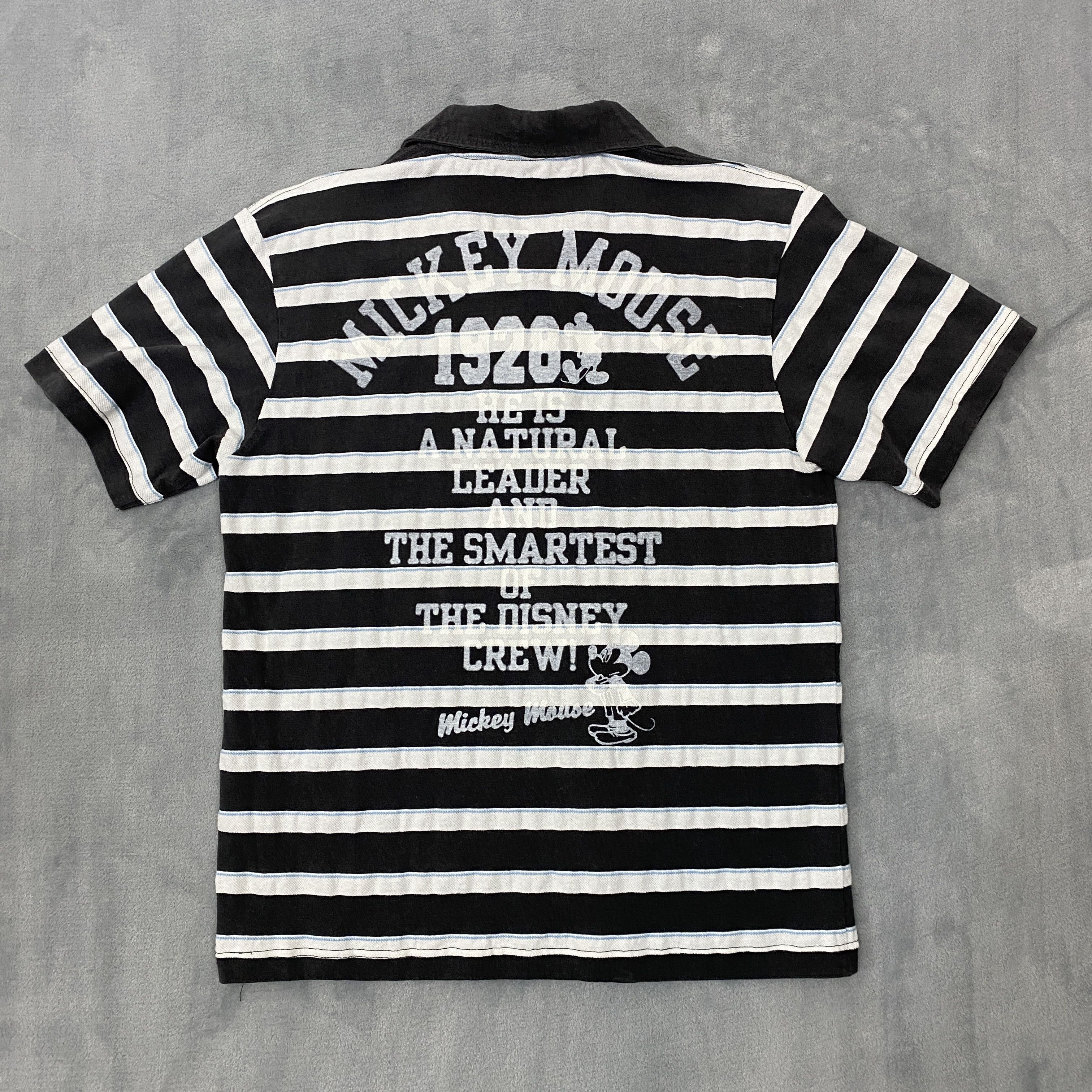 Disney × Vintage MICKEY MOUSE Since 1928 Polo Large Striped Short Sleeve Size US L / EU 52-54 / 3 - 9 Thumbnail