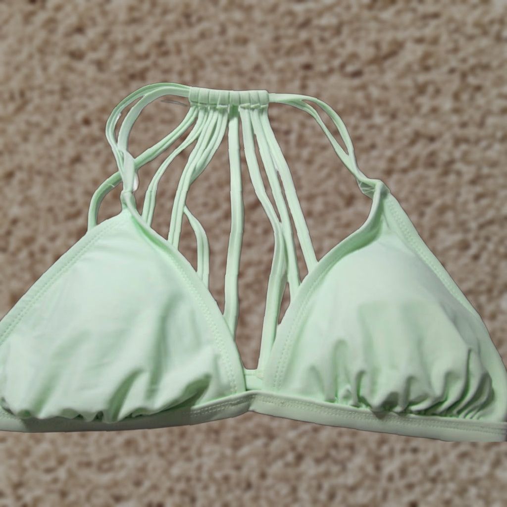 Vintage Xhilaration Top Women L Bikini Light Mint Triangle Lined Racerback Size L / US 10 / IT 46 - 1 Thumbnail