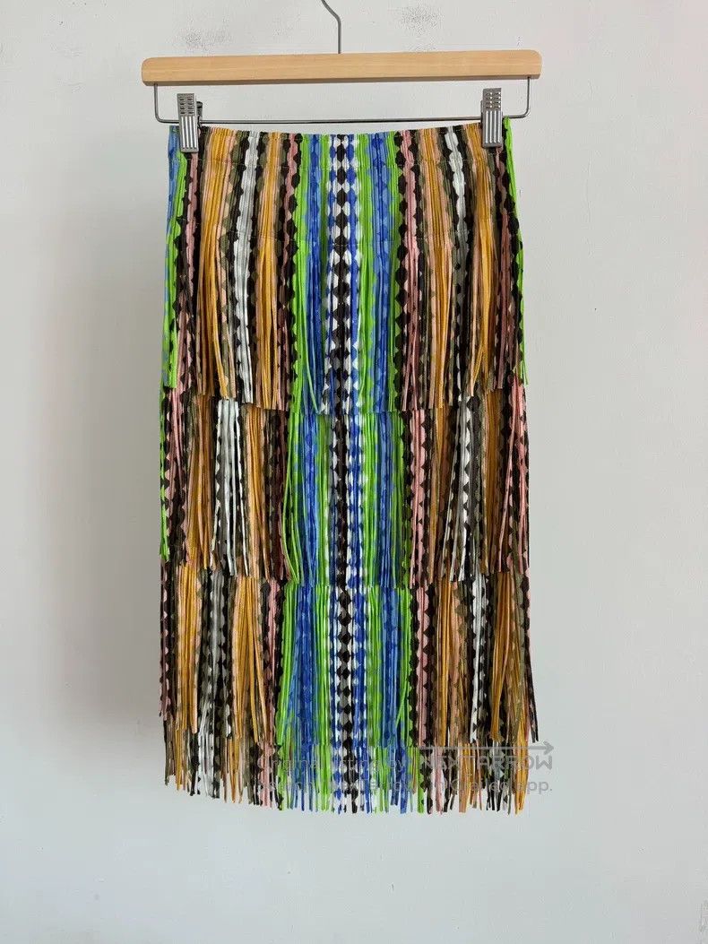 Issey Miyake Issey Miyake Green Tassel Midi Skirt Size 25" / US 0 / IT 36 - 2 Thumbnail