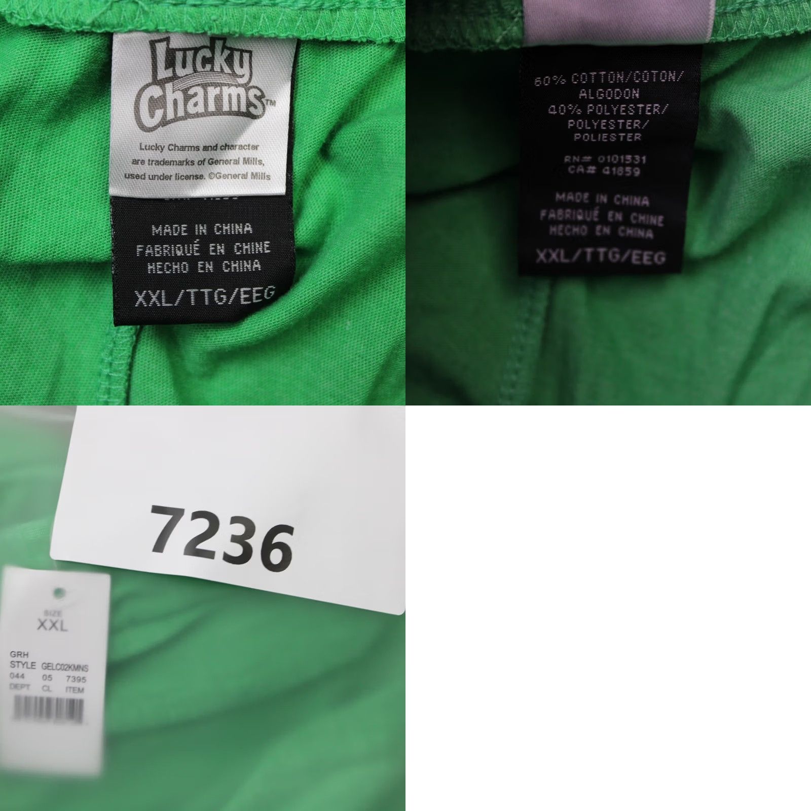 Vintage Lucky Charms Mens 2XL XXL Green Pajama Shorts Drawstring 60% Cotton 40% Polyester NWT Sleep Shorts Shirt? Size US 39 - 8 Thumbnail