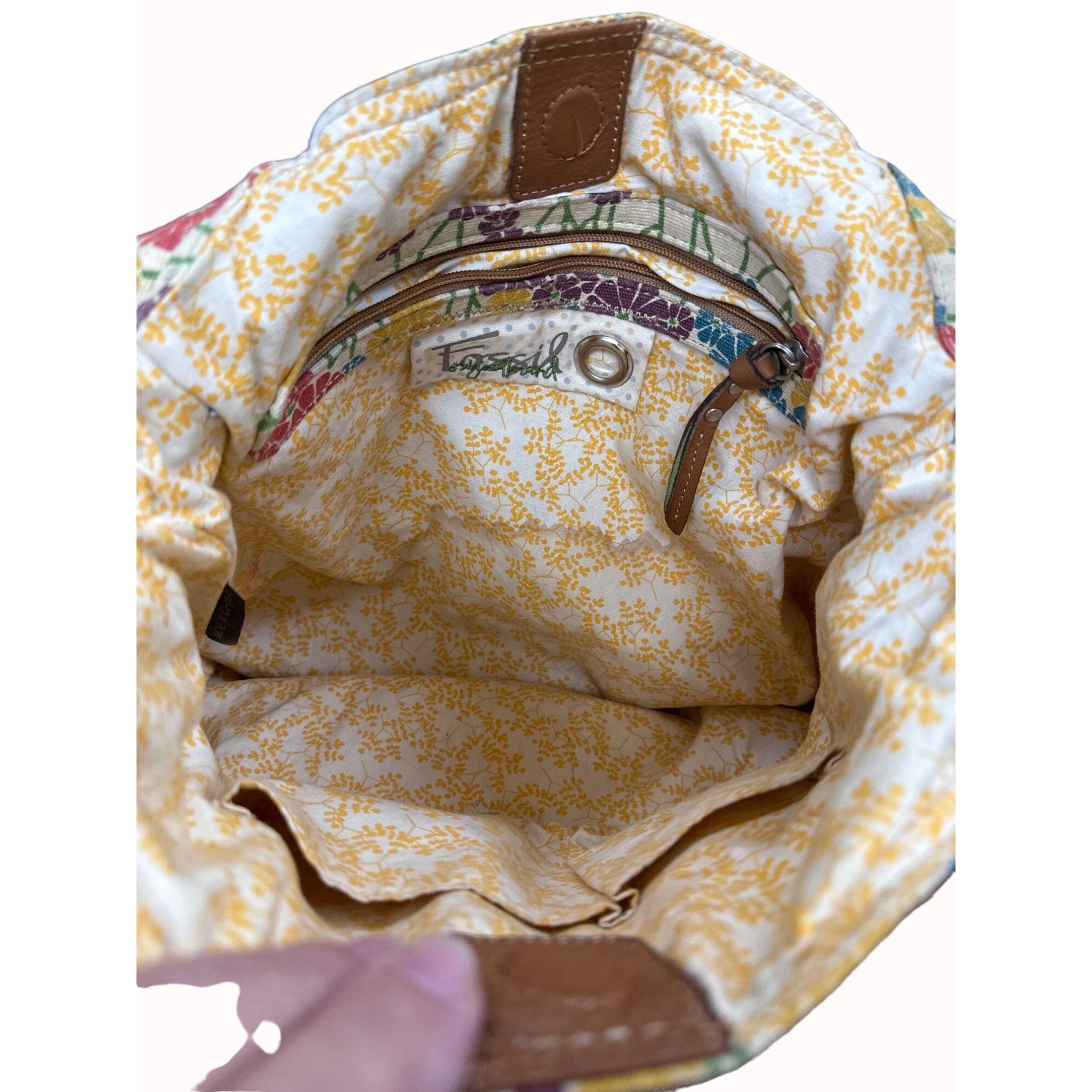 Fossil Fossil women’s vintage leather canvas floral hand shoulder b Size ONE SIZE - 7 Thumbnail