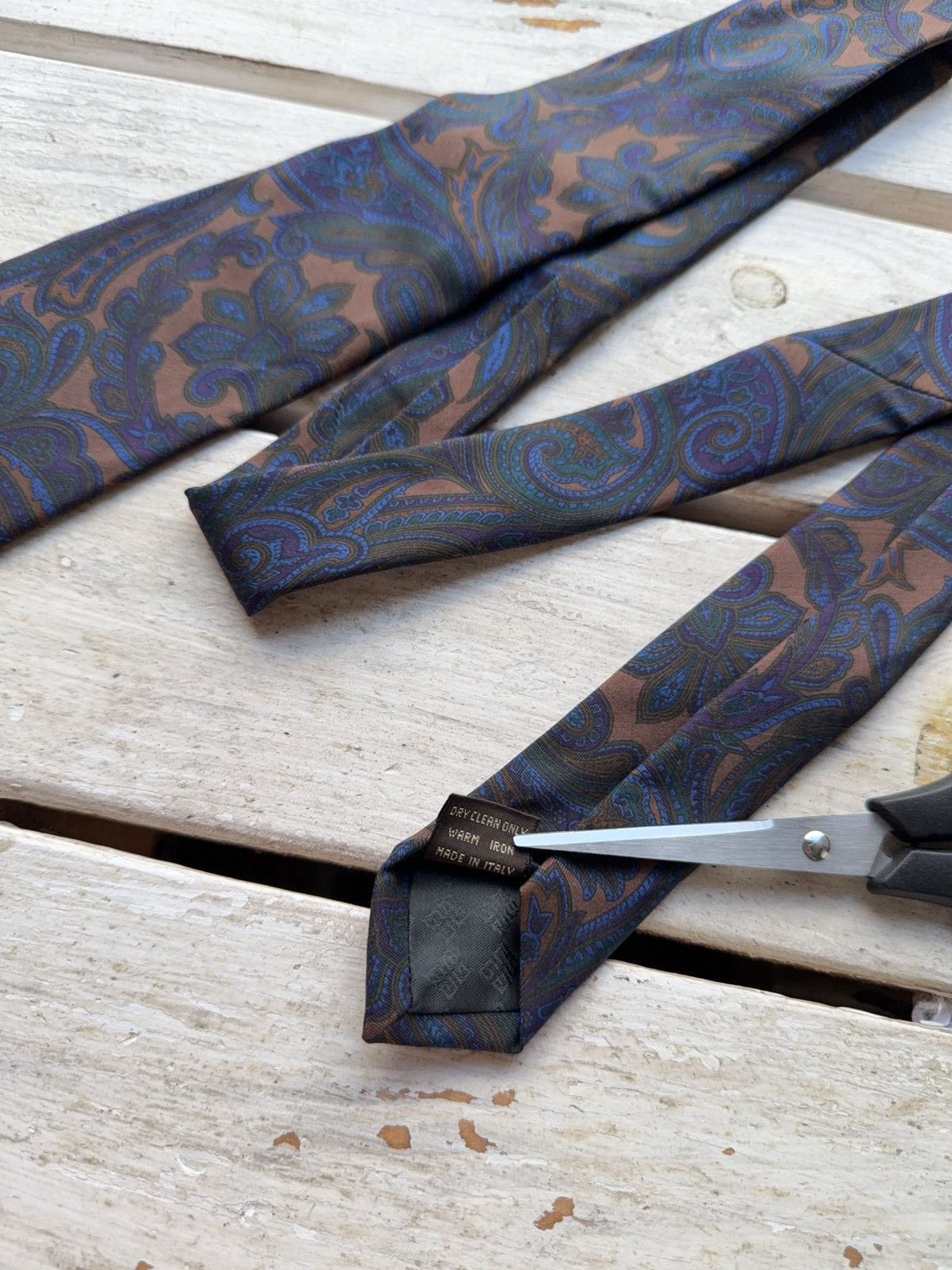 Designer × Givenchy Vintage Givenchy Paris Silk Tie Paisley Brown Blue Italy Size ONE SIZE - 5 Thumbnail