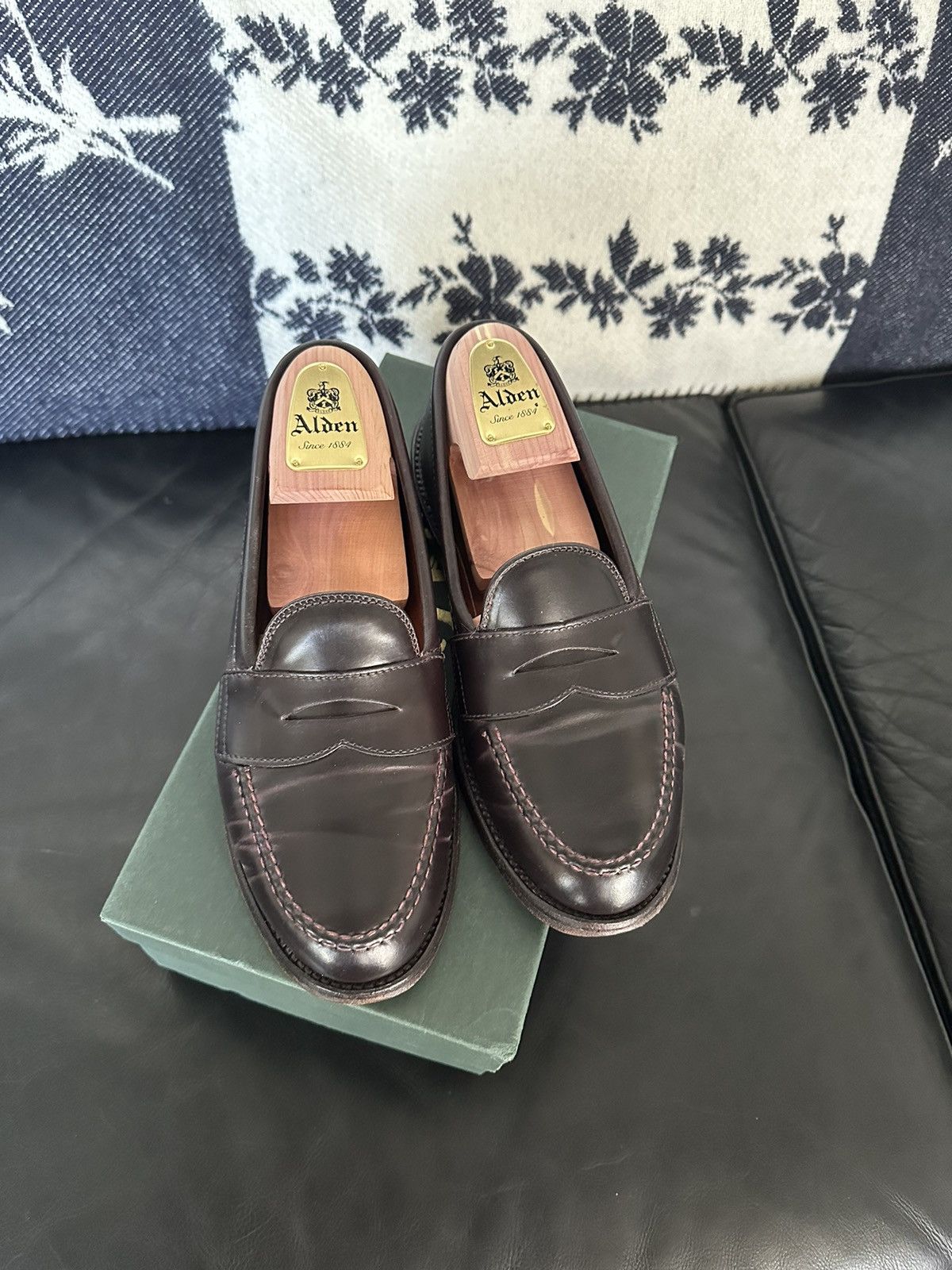 image of Alden 986 Handsewn Loafers Lhs Color 8 Shell Cordovan 6E in Brown, Men's