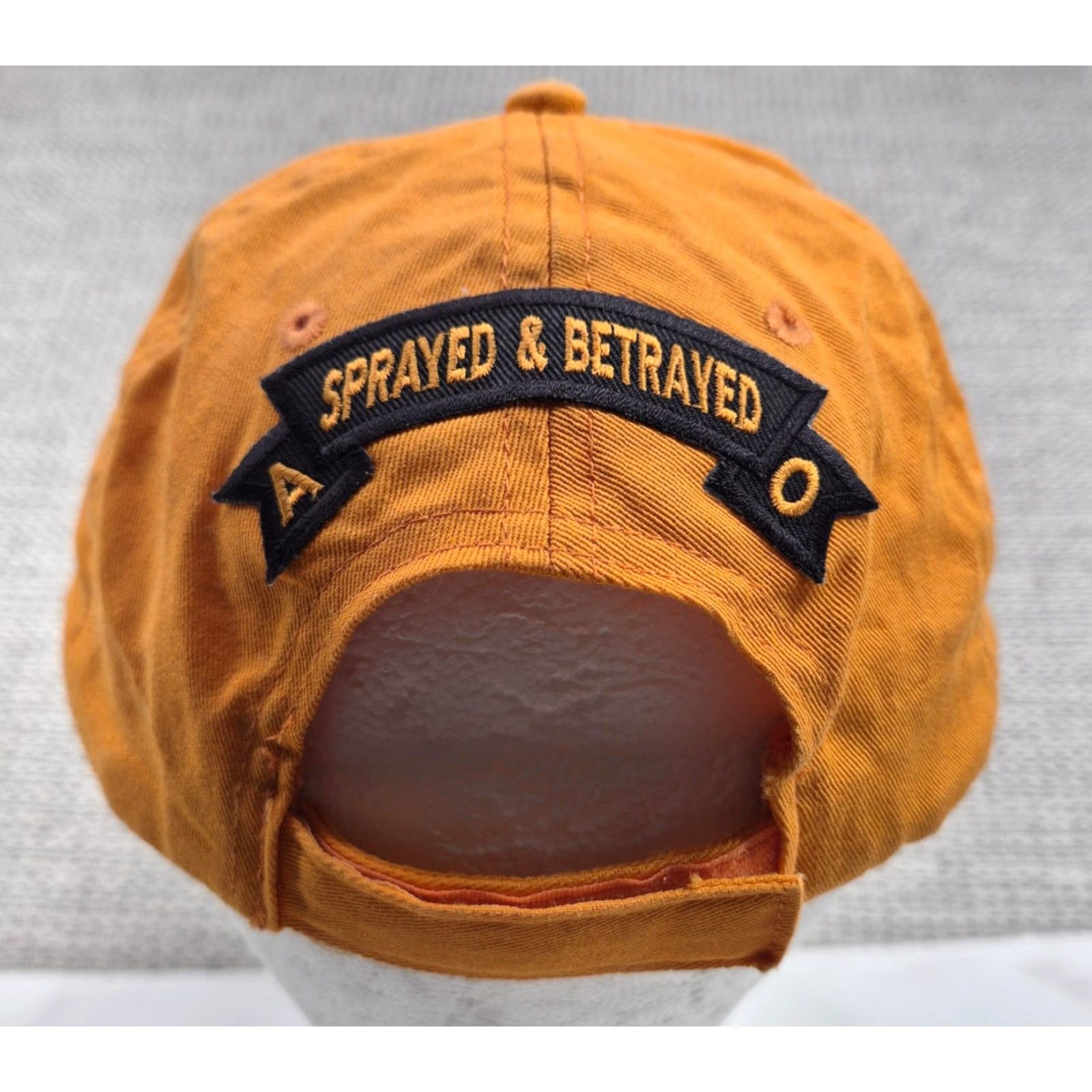 Vintage Big Accessories Hat Cap Strap Back One Size Orange Army Skull Mens Baseball Cap Size ONE SIZE - 3 Thumbnail