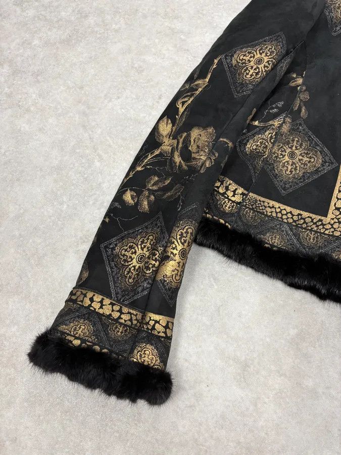 Roberto Cavalli 2000s Roberto Cavalli Black & Golden Royal Shearling Jacket Size M / US 6-8 / IT 42-44 - 9 Thumbnail