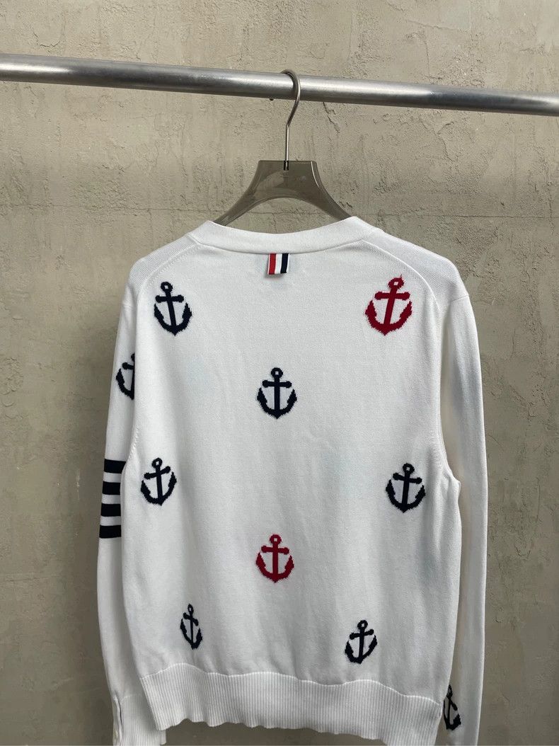 Thom Browne Thom browne White anchor four-striped knitted cardigan jack Size S / US 4 / IT 40 - 4 Thumbnail