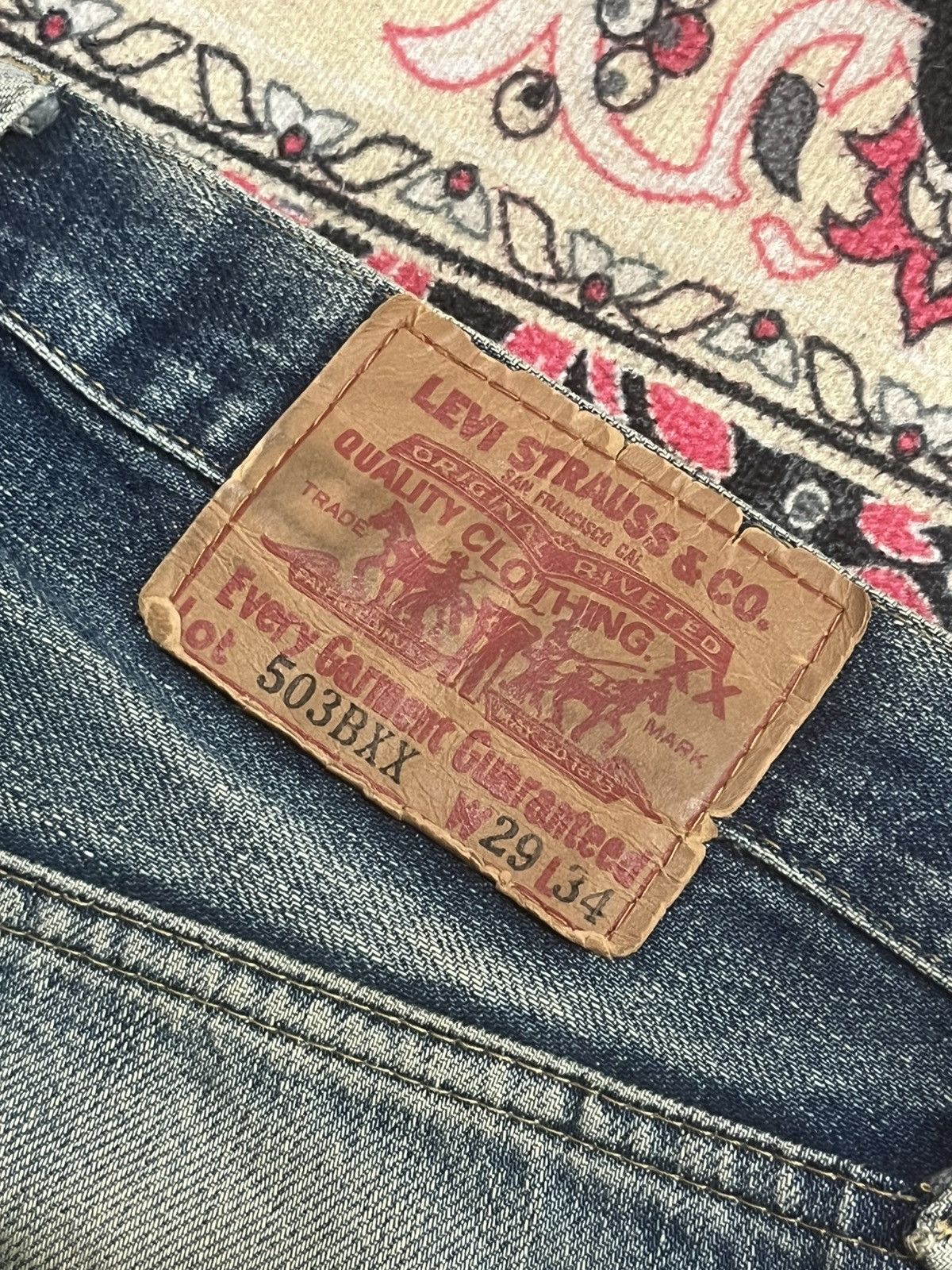 Levi's Levi’s 503BXX Big E Blue Mud Washed Distressed Selvedge Jean Size US 29 - 10 Thumbnail
