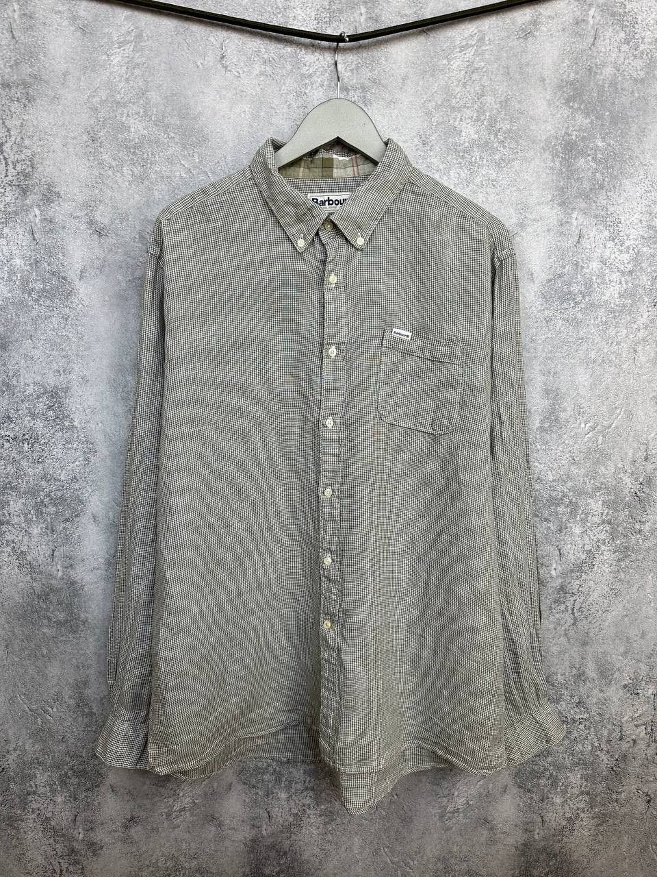 Barbour Barbour 100% Linen Tailored Fit Button-Down Shirt Check Size US XL / EU 56 / 4 - 1 Thumbnail