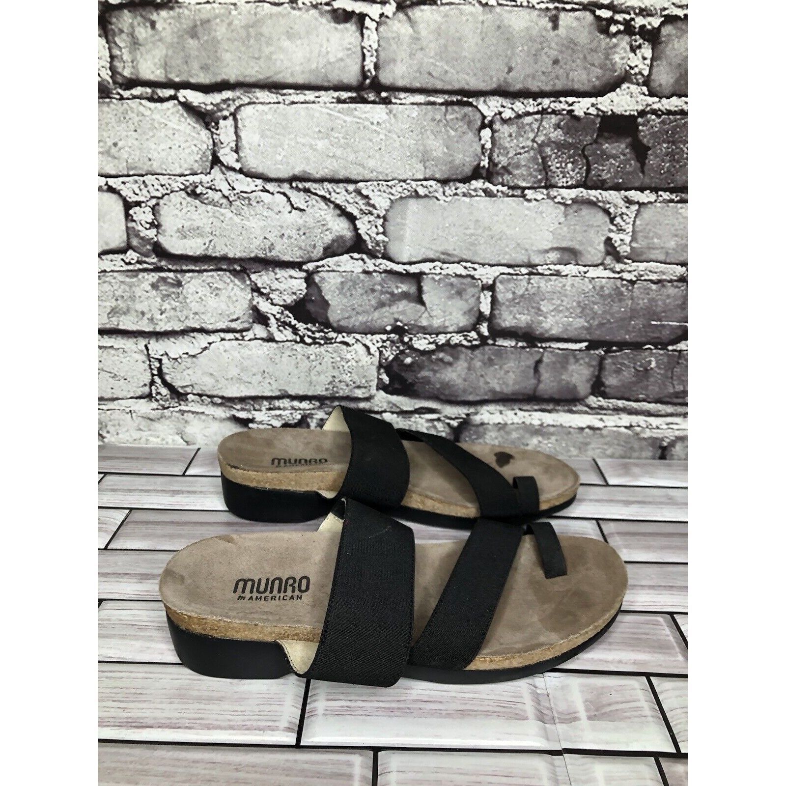 Other Munro American Black Textile Toe Slides Cork Wedge Sandals W Size US 6 / IT 36 - 17 Thumbnail
