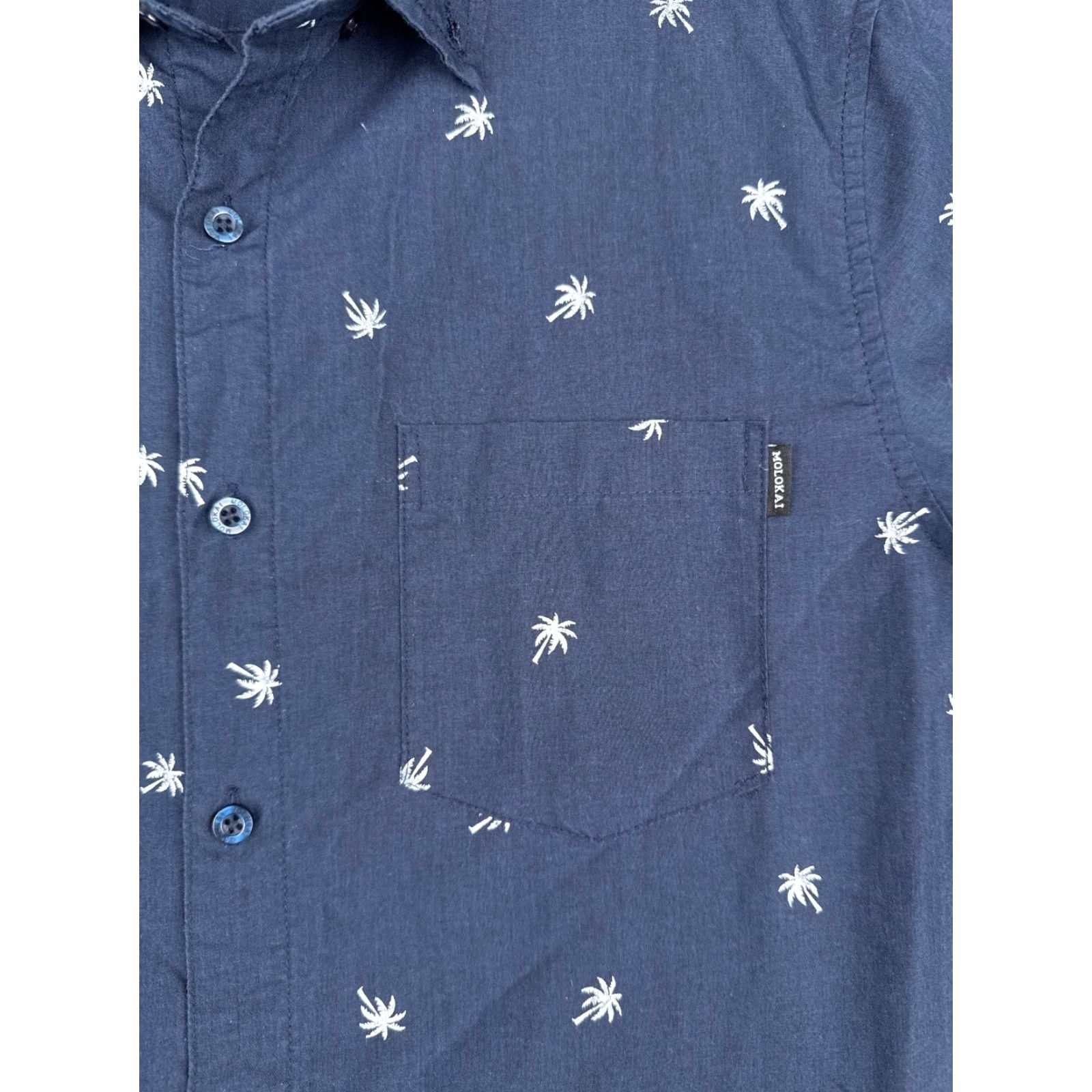 CO Molokai Surf Co Hawaiian Shirt Adult Medium Blue Palm Tree All Over Print Cotton Blend Button-Up Short Sleeve Mens Size US M / EU 48-50 / 2 - 6 Thumbnail