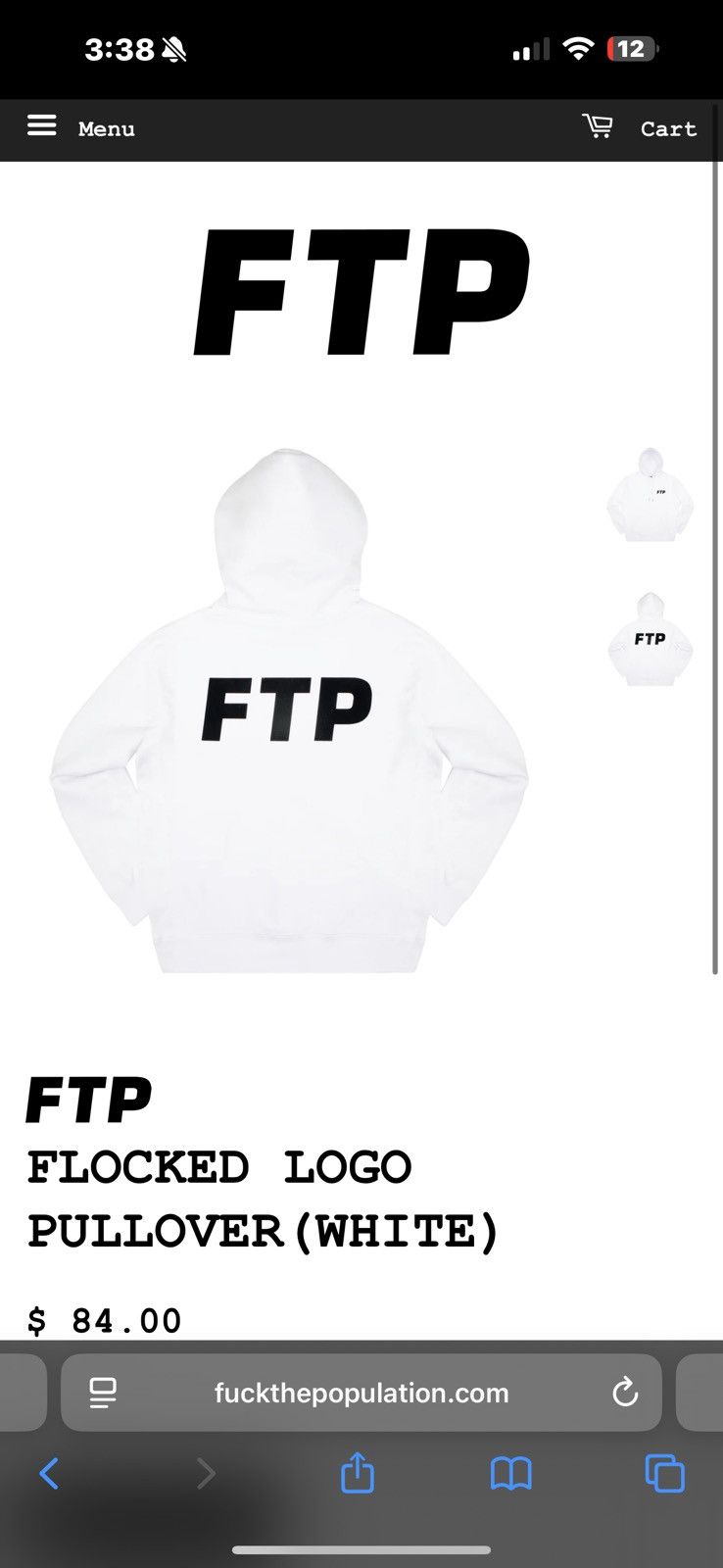 Fuck The Population FTP FLOCKED LOGO PULLOVER (WHITE) Size US L / EU 52-54 / 3 - 3 Thumbnail