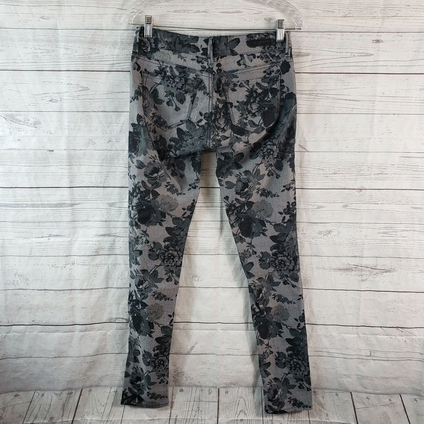 Vintage Mavi Womens Serena Low Rise Super Skinny Jeans Sz 26 Gray Floral Fleece Inseam 31.5in Cotton Blend Size 26" / US 2 / IT 38 - 3 Thumbnail