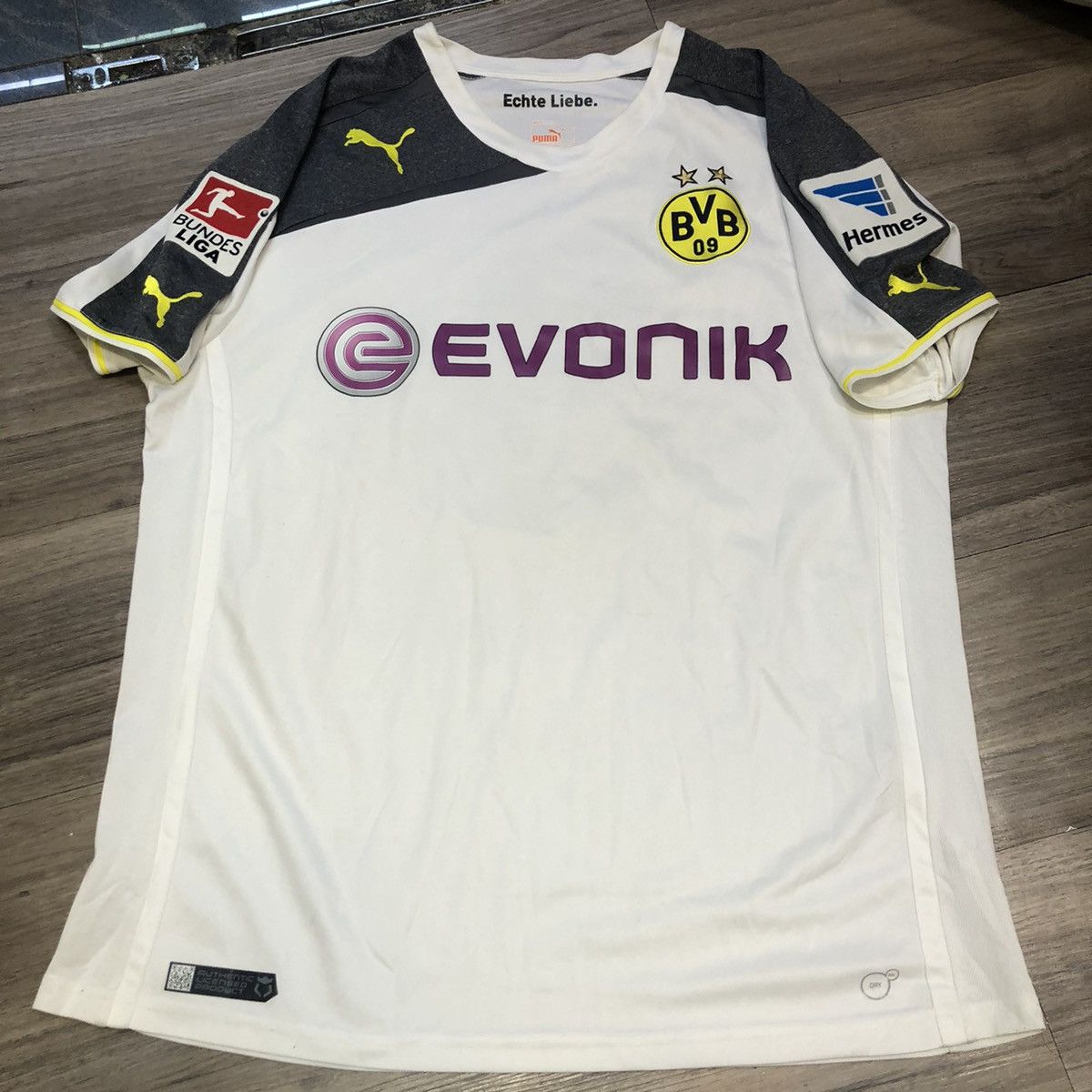 image of Bloke x Puma Dortmund 13/15 Third Away Shirt 9 Lewandowski in White, Men's (Size XL)