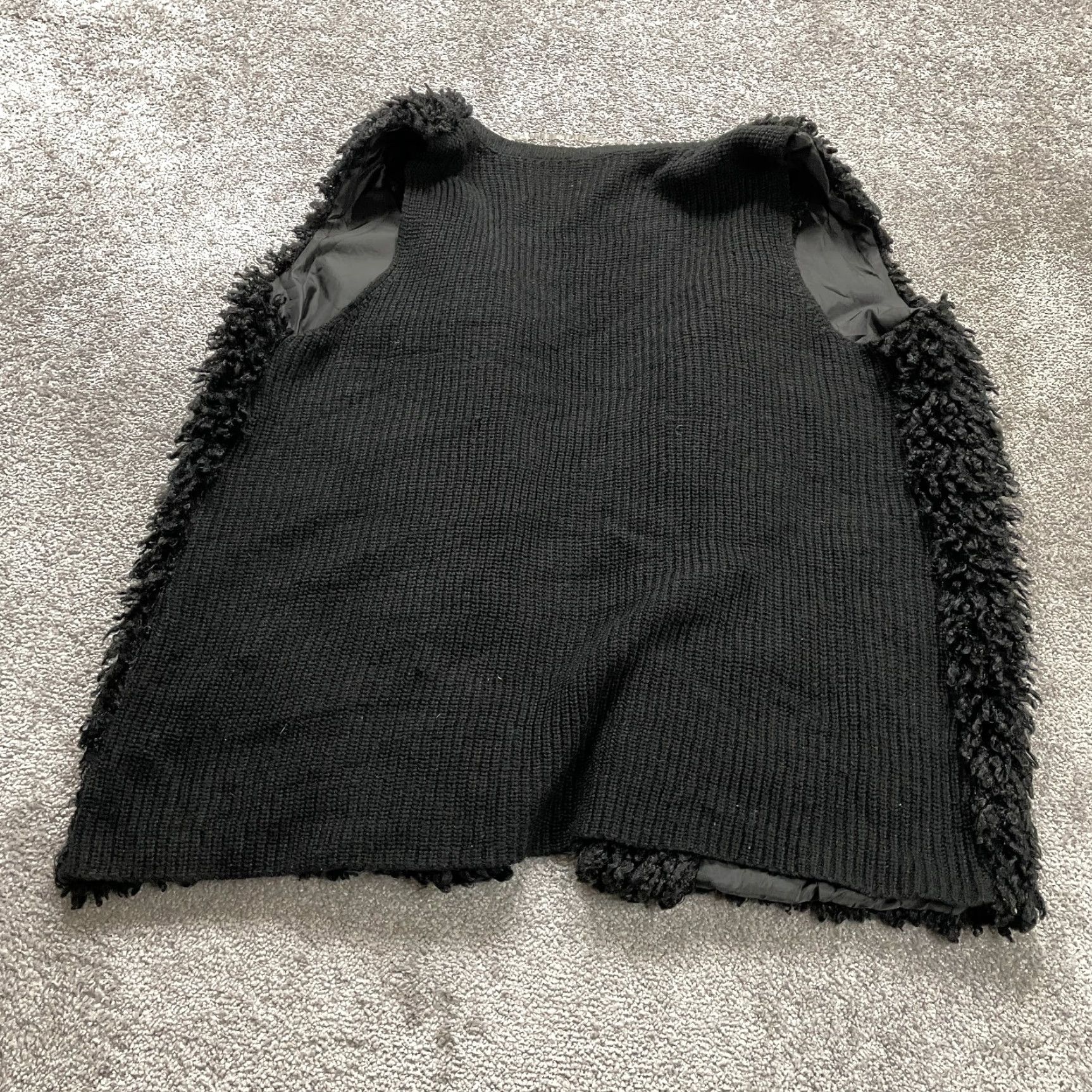 Vintage VINTAGE Terra & Sky Faux Fur Open Vest Sweater Women XL Black Knit Sleeveless Casual Size XL / US 12-14 / IT 48-50 - 2 Thumbnail