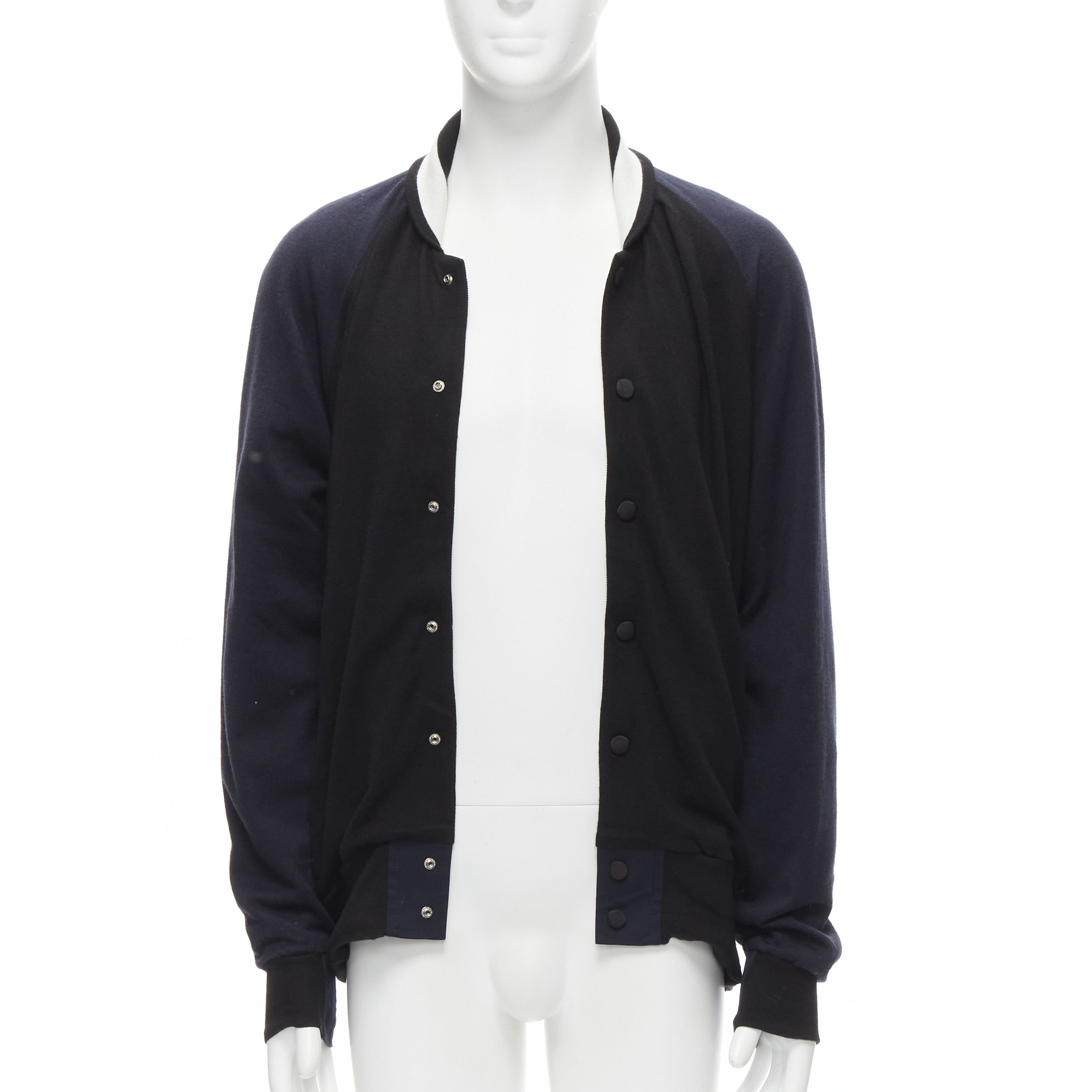Sacai SACAI navy black cotton cashmere blend white raglan bomber JP2 M Size US M / EU 48-50 / 2 - 1 Thumbnail