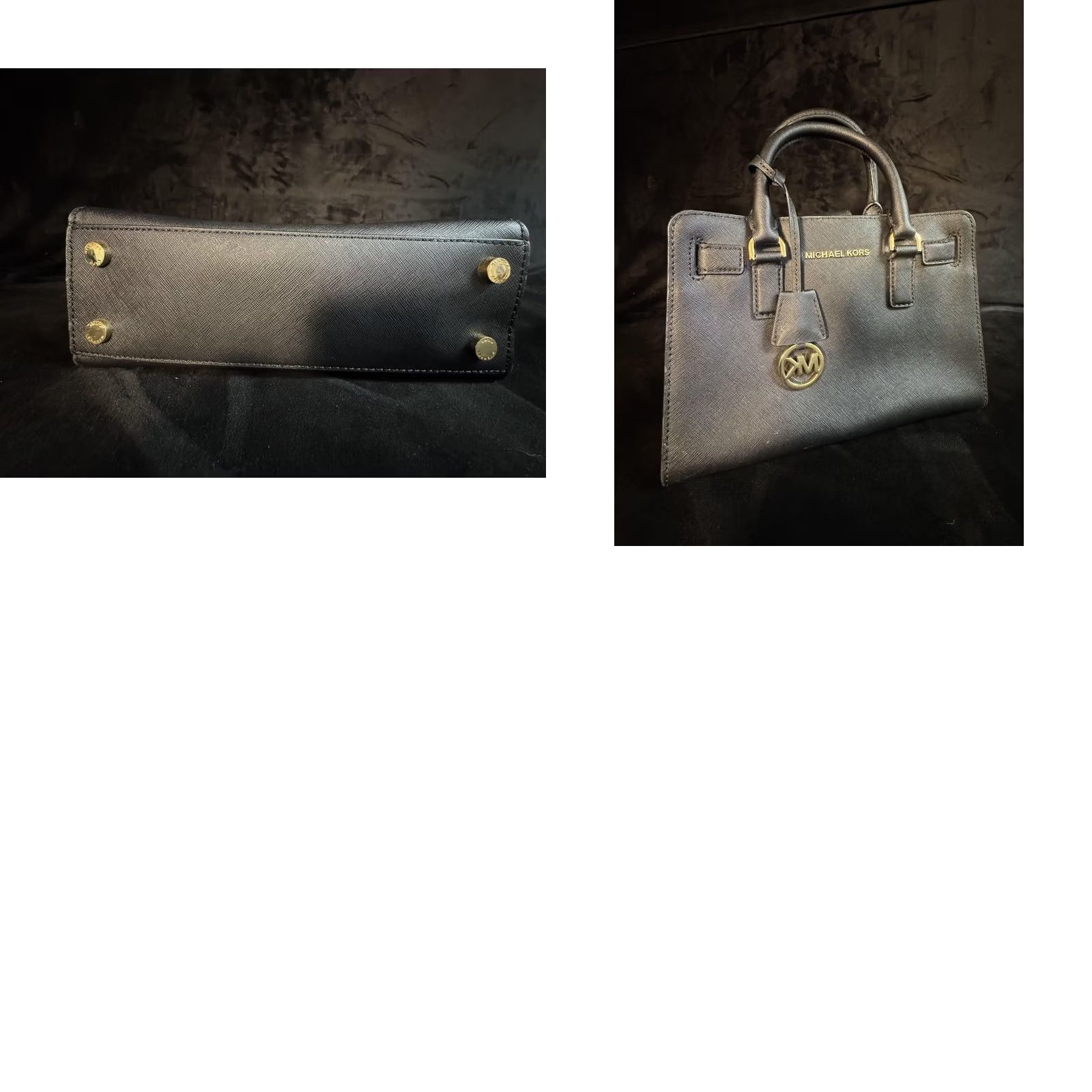 Michael Kors Michael Kors Satchel Handbag Womens Small Black Leather MK Charm Gold Hardware Size ONE SIZE - 9 Thumbnail