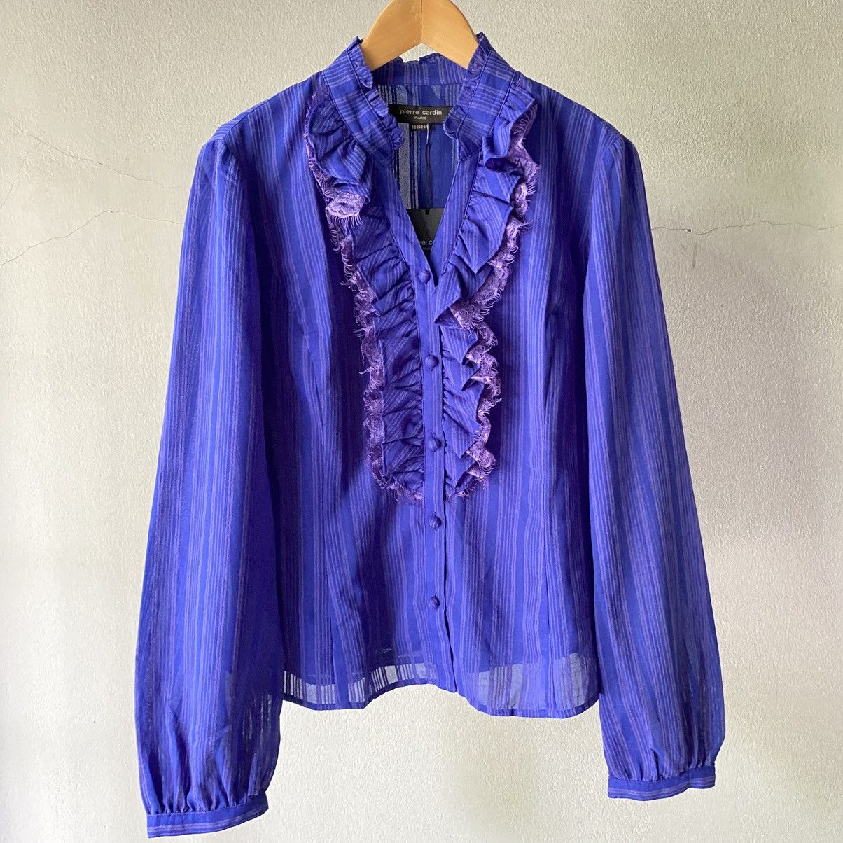 Pierre Cardin Pierre Cardin Purple Sheer Ruffle Blouse Size M / US 6-8 / IT 42-44 - 2 Thumbnail