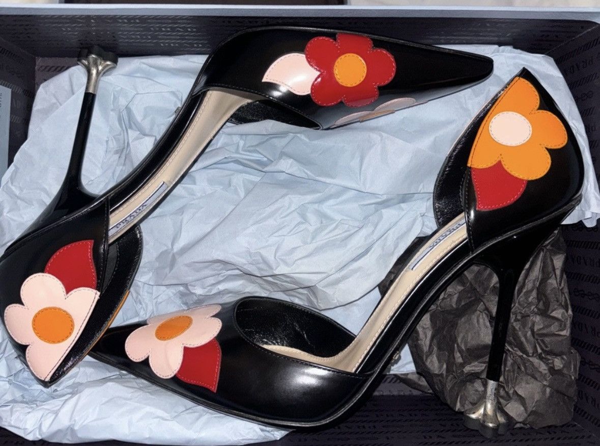Prada Prada Spazzolato Fior Floral Heels Size US 10 / IT 40 - 2 Thumbnail