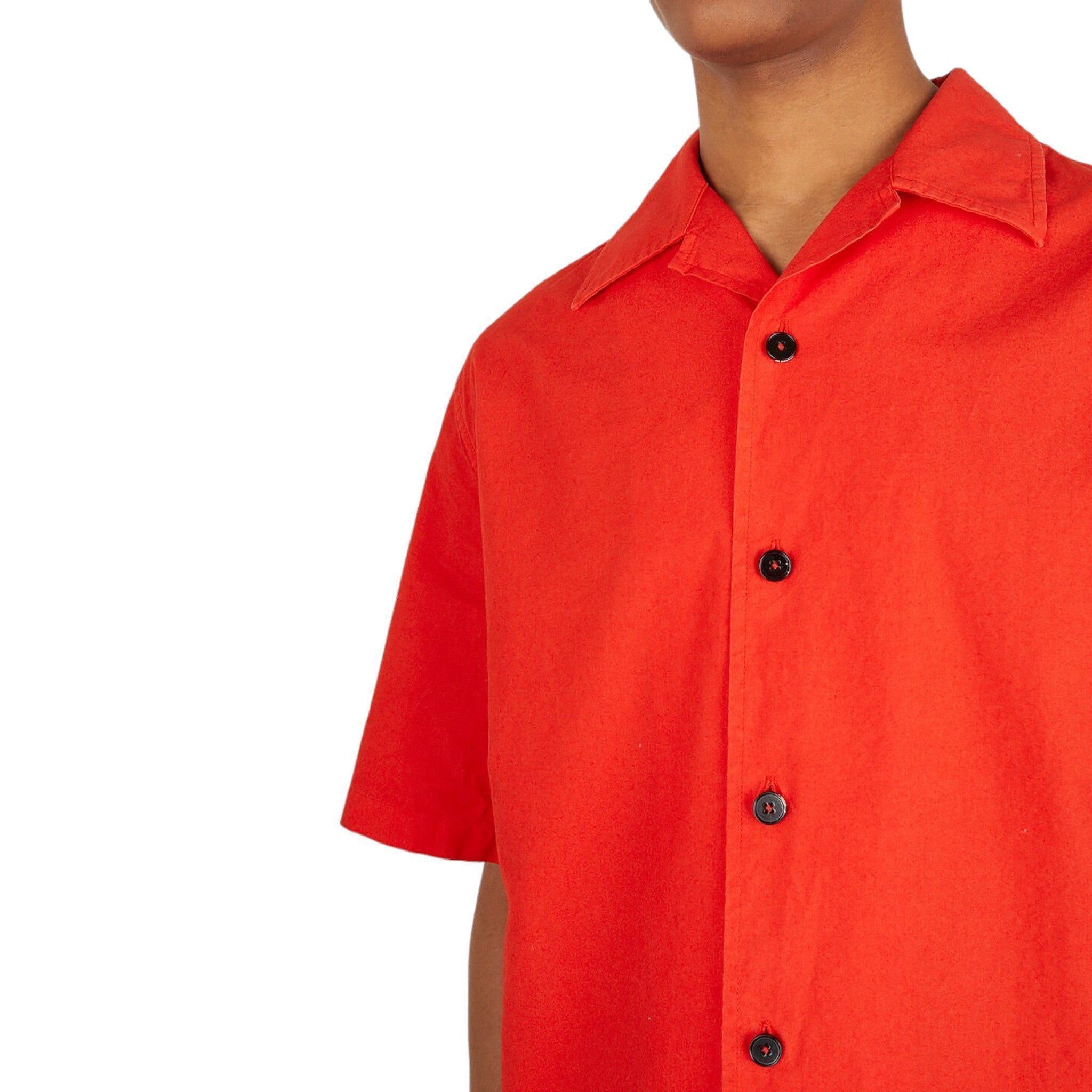 Jil Sander Men's Solid Canvas Camp Shirt in Red 44 Size US S / EU 44-46 / 1 - 5 Thumbnail